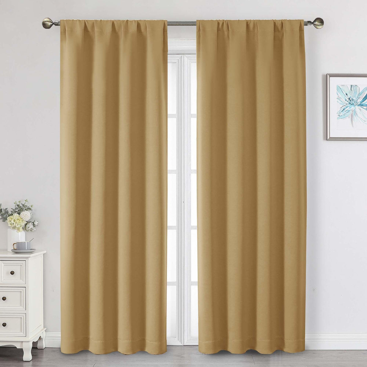 Black Cafe Blackout Curtains 36 Inch Length 2 Panels Set, Soft Solid Thermal Insulated Room Darkening Small Window Curtains for Kitchen Bathroom Basement, Black, Each, 40" Wx36 L