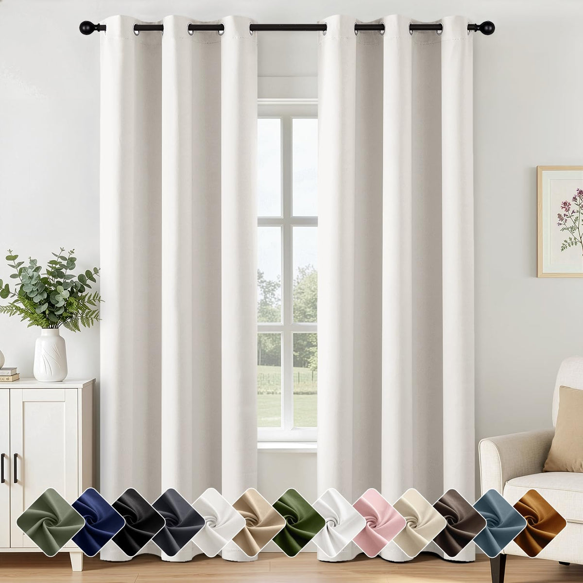 Short Navy Blue Blackout Kitchen Curtain W40 x L45 Inch 2 Panels