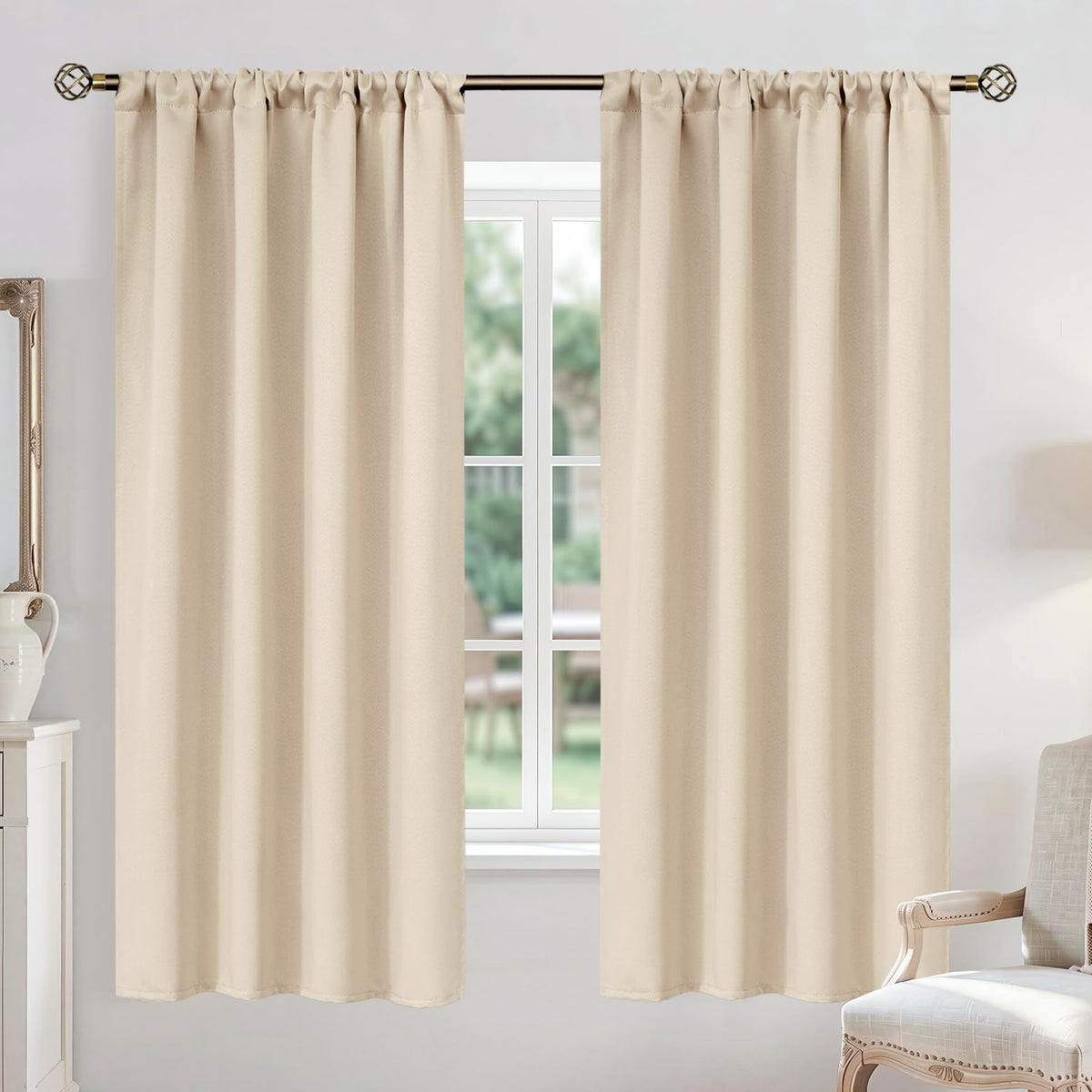 BGment Black Blackout Curtains 40 Inches Long for Kitchen Window 2 Panels