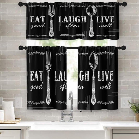 Kitchen Curtains Sets for Windows, 52x36 Inch, Farmhouse 3 Pack,