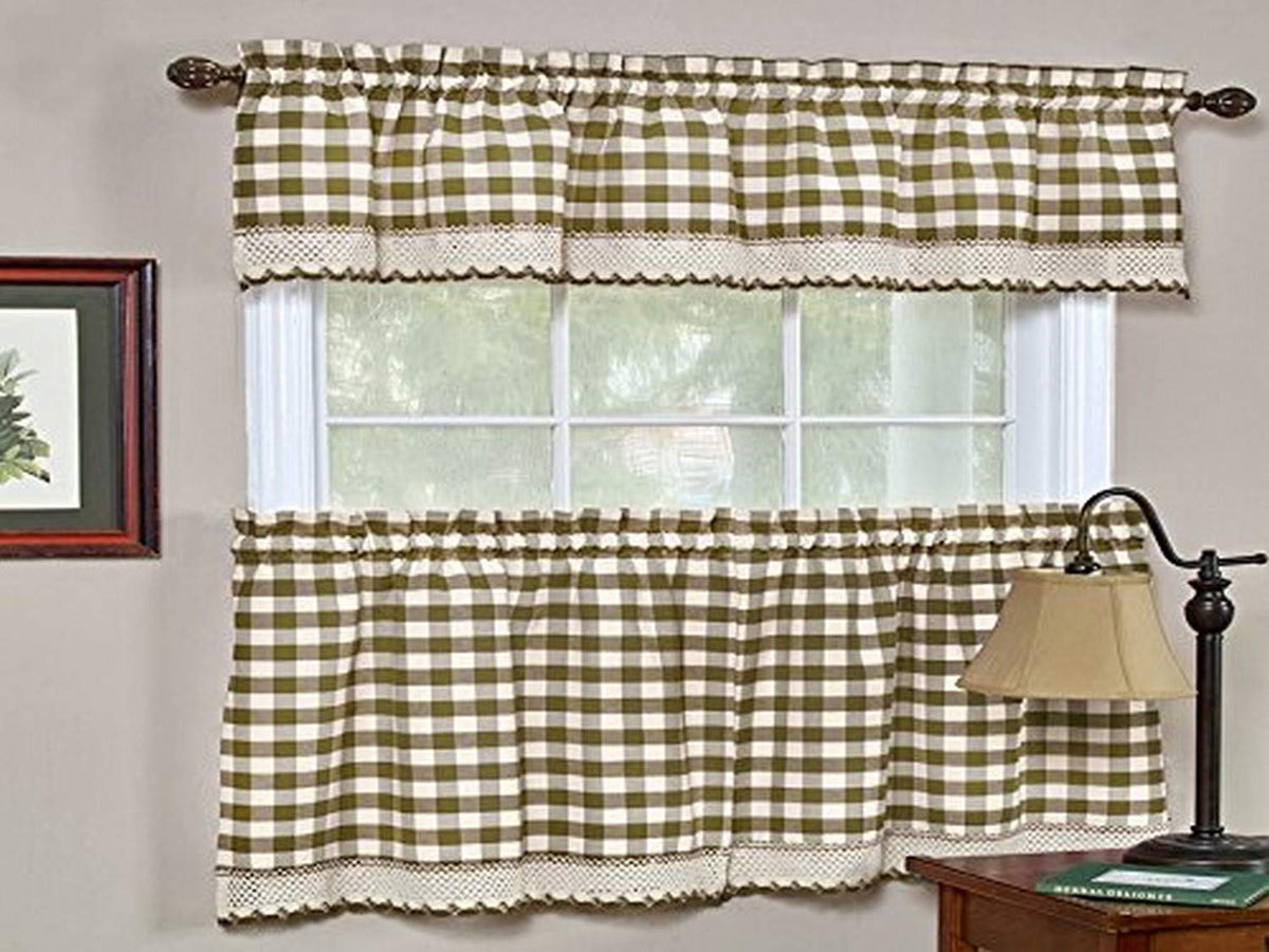 Sweet Home Collection Old World Style Floral Heavy Lace Kitchen Curtain Swag pair Hopewell Cream