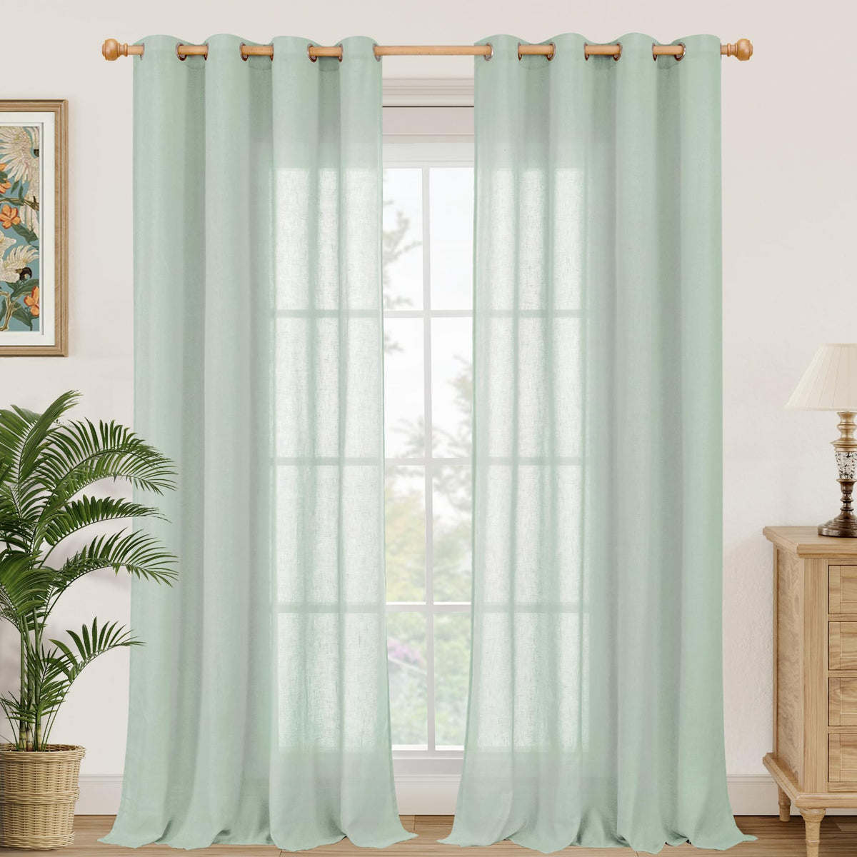 YoungsTex Linen Kitchen Window Curtains 40 Inch Length 2 Panels
