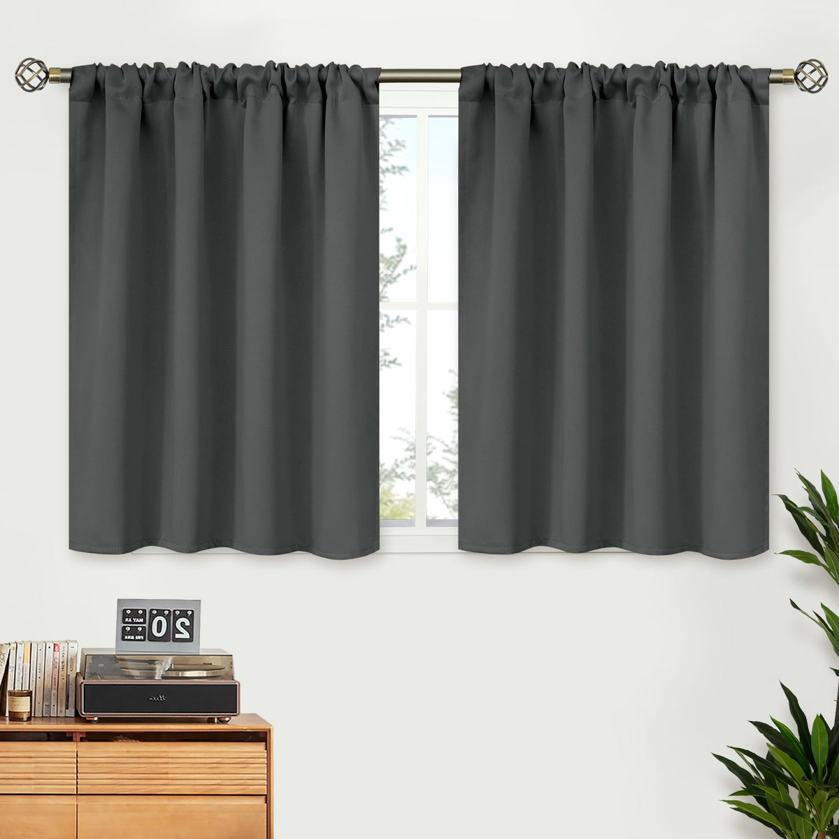 BGment Black Blackout Curtains 40 Inches Long for Kitchen Window 2 Panels