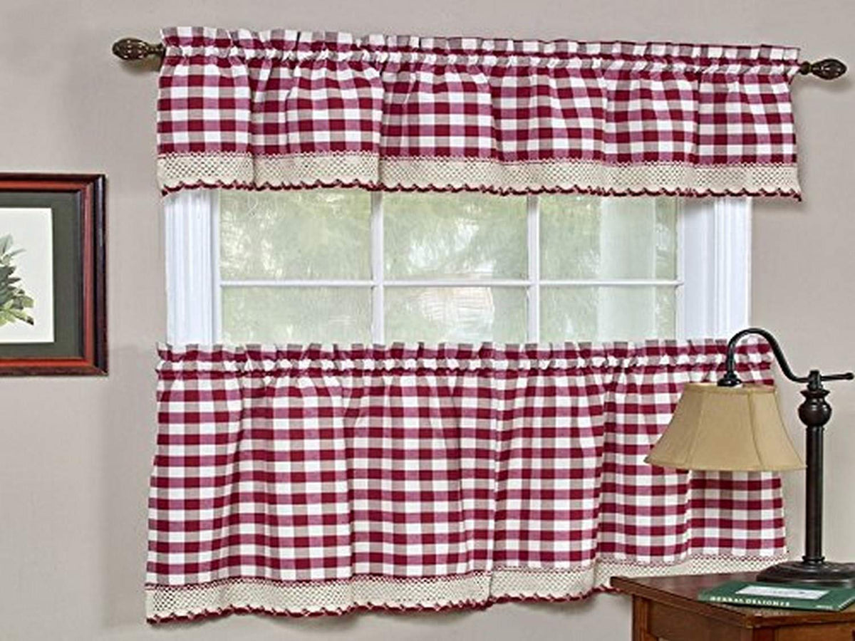 Sweet Home Collection Old World Style Floral Heavy Lace Kitchen Curtain Swag pair Hopewell Cream