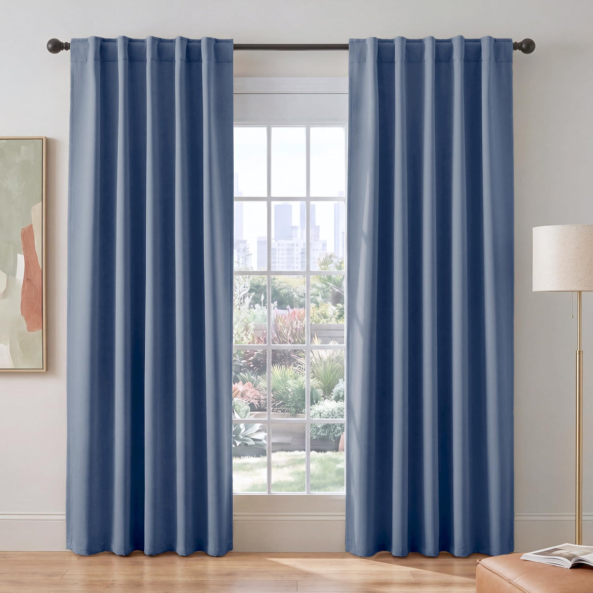 PONY DANCE Black Kitchen Blackout Curtains Over Sink, W 42 x L 45 inches