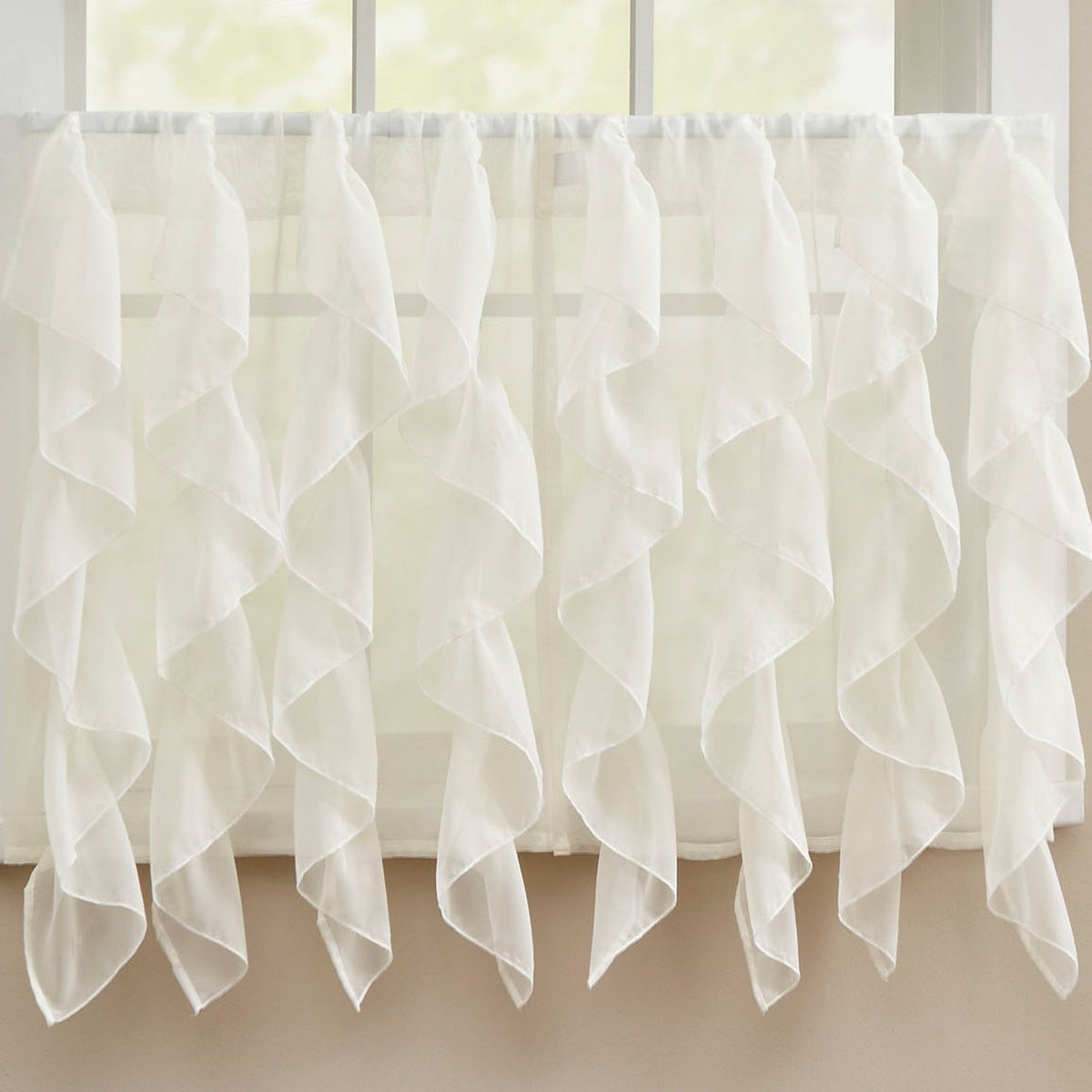 Sweet Home Collection Old World Style Floral Heavy Lace Kitchen Curtain Swag pair Hopewell Cream