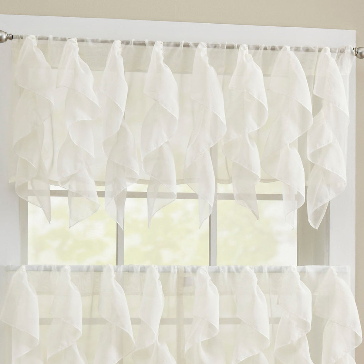 Sweet Home Collection Old World Style Floral Heavy Lace Kitchen Curtain Swag pair Hopewell Cream