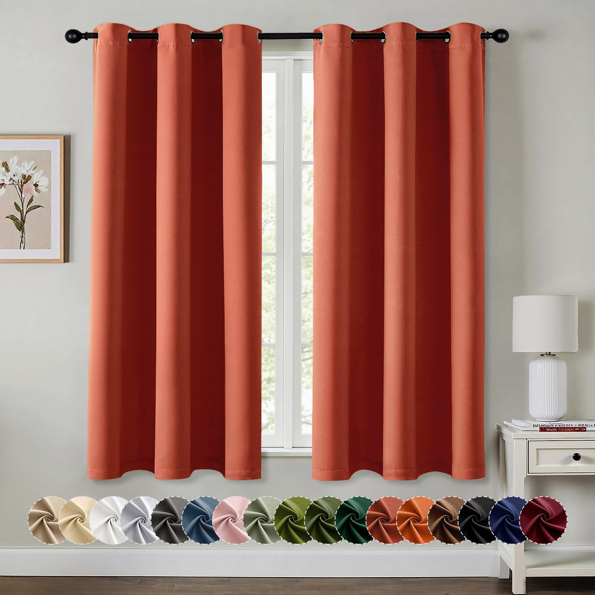 MIULEE Blackout Curtains for Bedroom 2 Panels 40 x 63 Inch Long Black