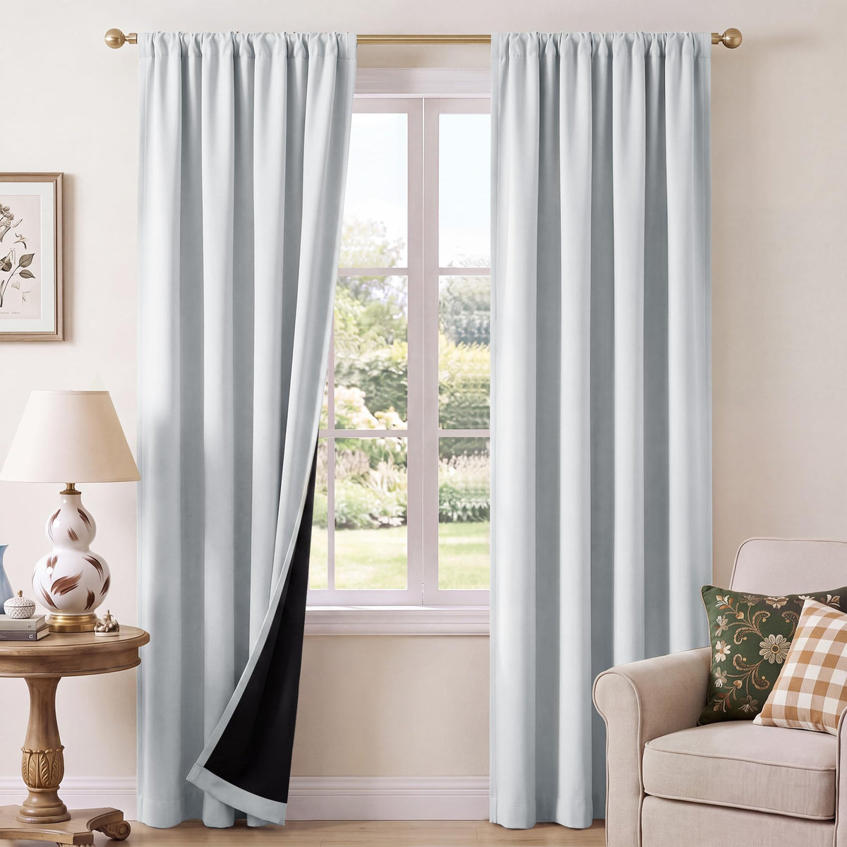NICETOWN 100% Black Out Kitchen Curtains 36 Inch Length, W52xL36, 2 Panels