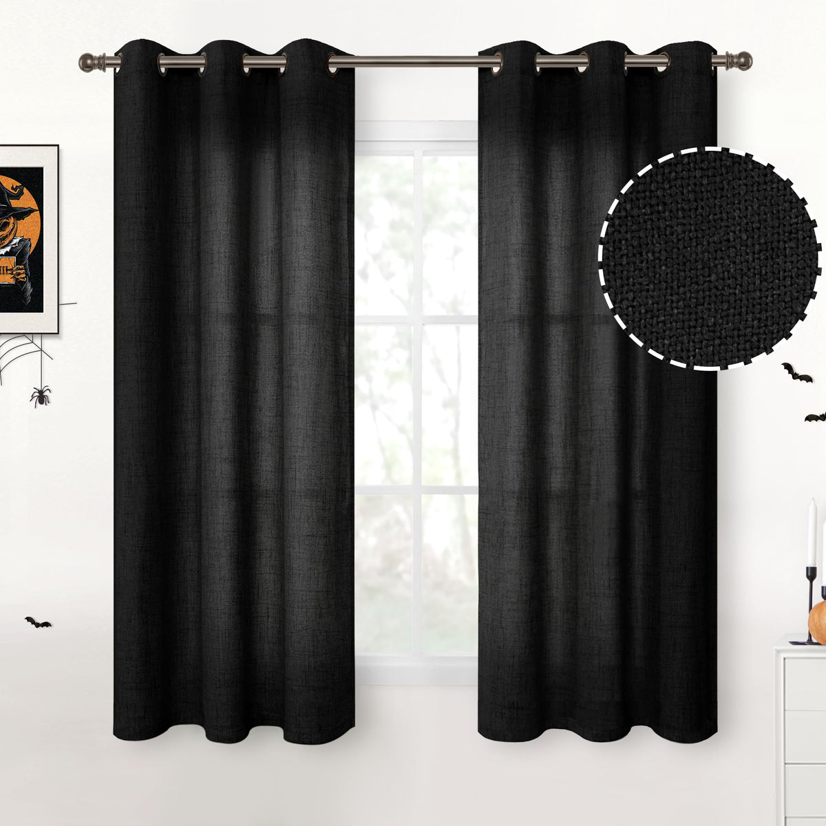 YoungsTex Linen Kitchen Window Curtains 40 Inch Length 2 Panels