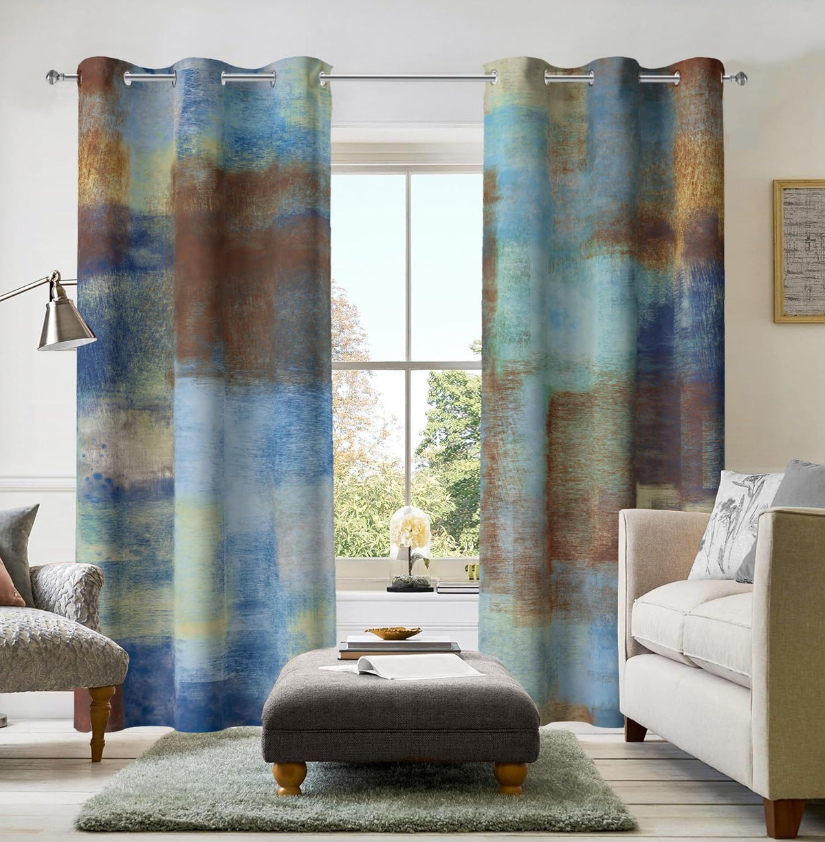 Asuexpect Burnt Orange Abstract Curtains for Kitchen, 26W x 36L, 2 Panels