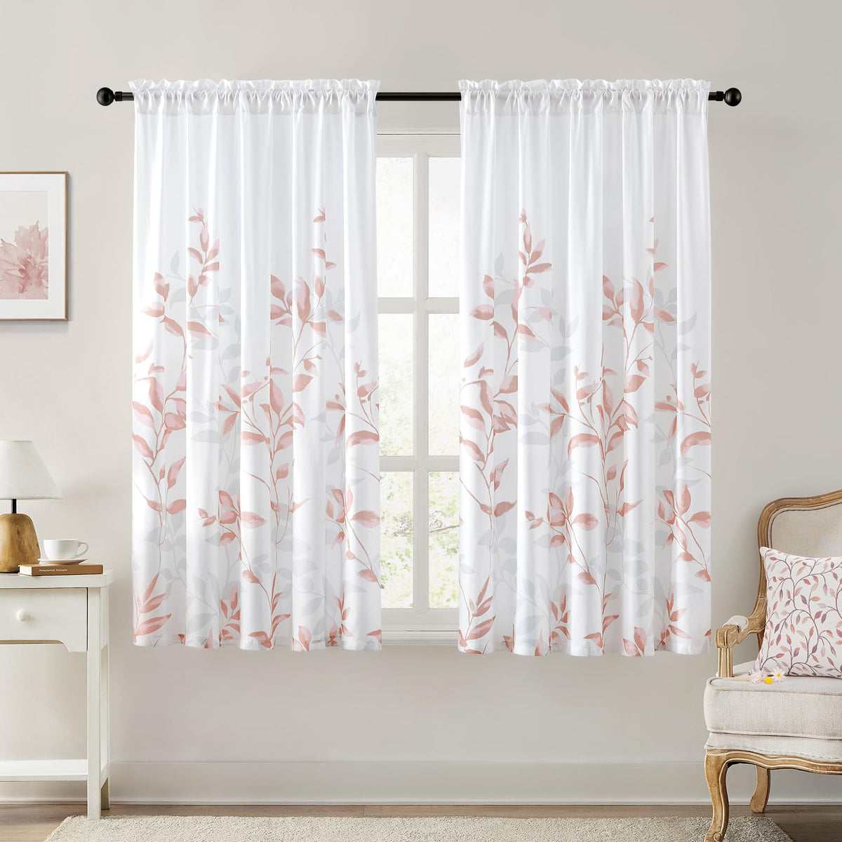 HOMEIDEAS Kitchen Curtains, Short Non-See-Through Privacy Curtains 30"X36"