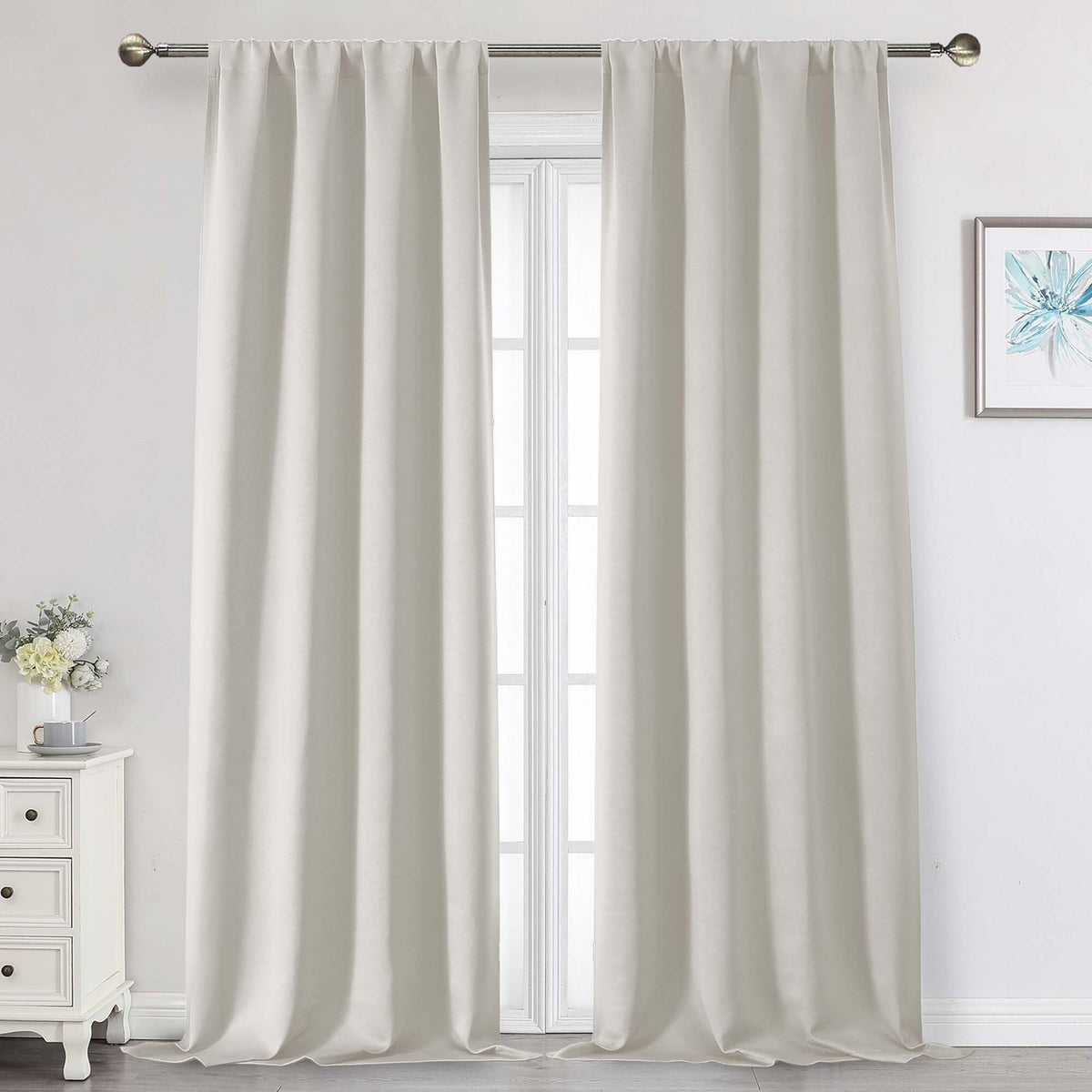 Black Cafe Blackout Curtains 36 Inch Length 2 Panels Set, Soft Solid Thermal Insulated Room Darkening Small Window Curtains for Kitchen Bathroom Basement, Black, Each, 40" Wx36 L