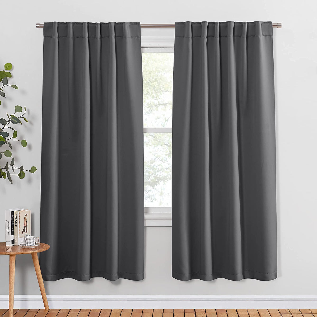 PONY DANCE Black Kitchen Blackout Curtains Over Sink, W 42 x L 45 inches