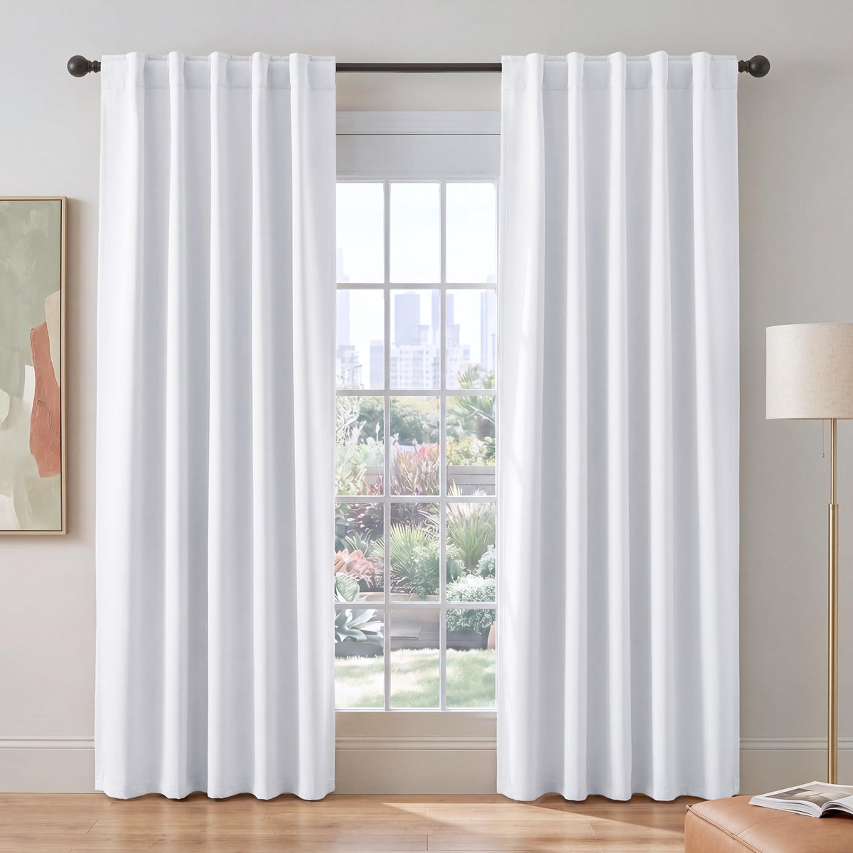 PONY DANCE Black Kitchen Blackout Curtains Over Sink, W 42 x L 45 inches