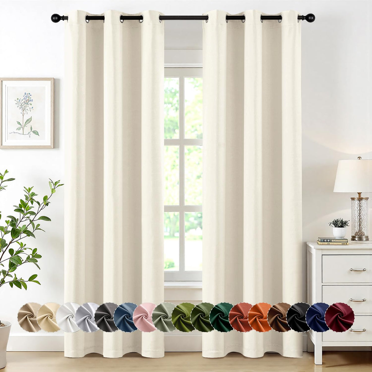 MIULEE Blackout Curtains for Bedroom 2 Panels 40 x 63 Inch Long Black