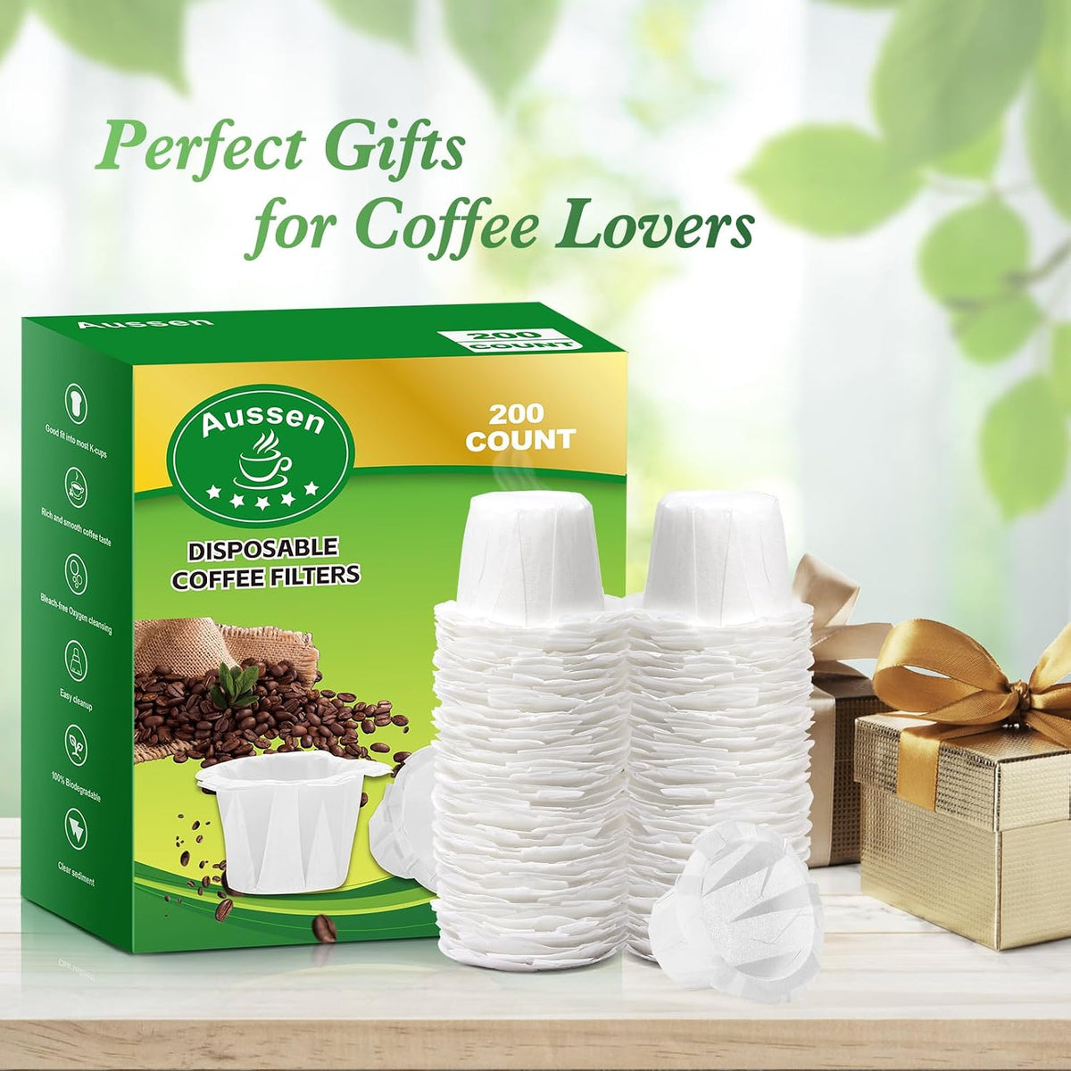 Aussen Disposable Coffee Paper Filters, Fits All Reusable K-Cup Coffee Pods
