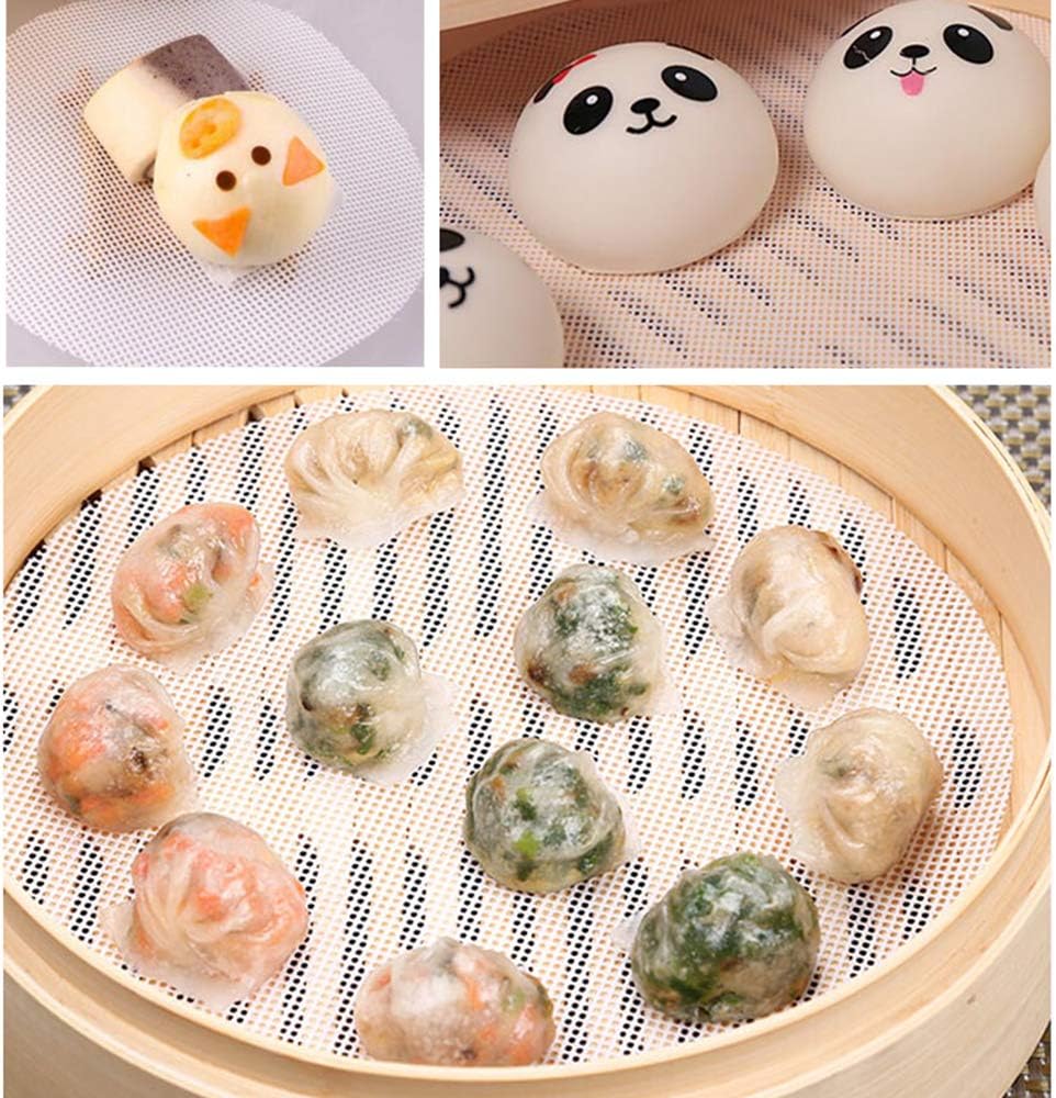 5PCS Silicone Steamer Liners Mesh Non-stick Mat Round Shape Steamed Dumplings Pastry Dim Sum