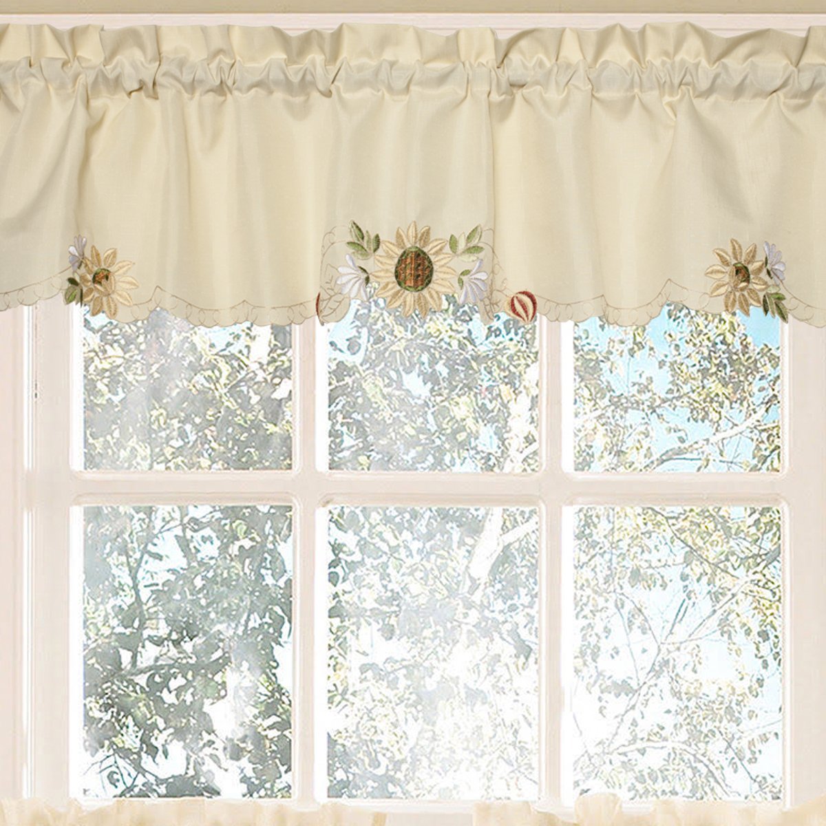 Sweet Home Collection Old World Style Floral Heavy Lace Kitchen Curtain Swag pair Hopewell Cream