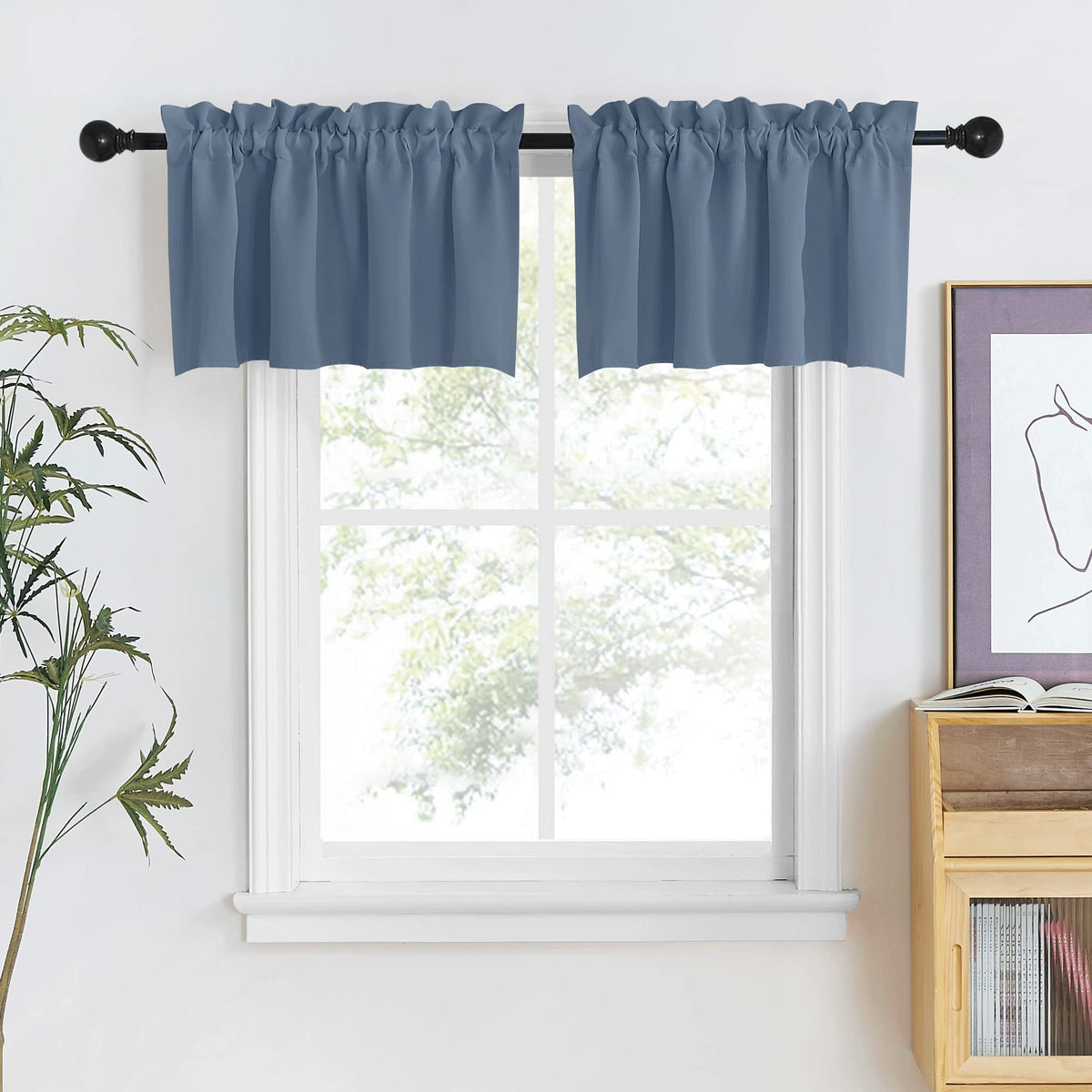 NICETOWN Burgundy Swag Curtains for Kitchen Over Sink 36 x 63 inches Long