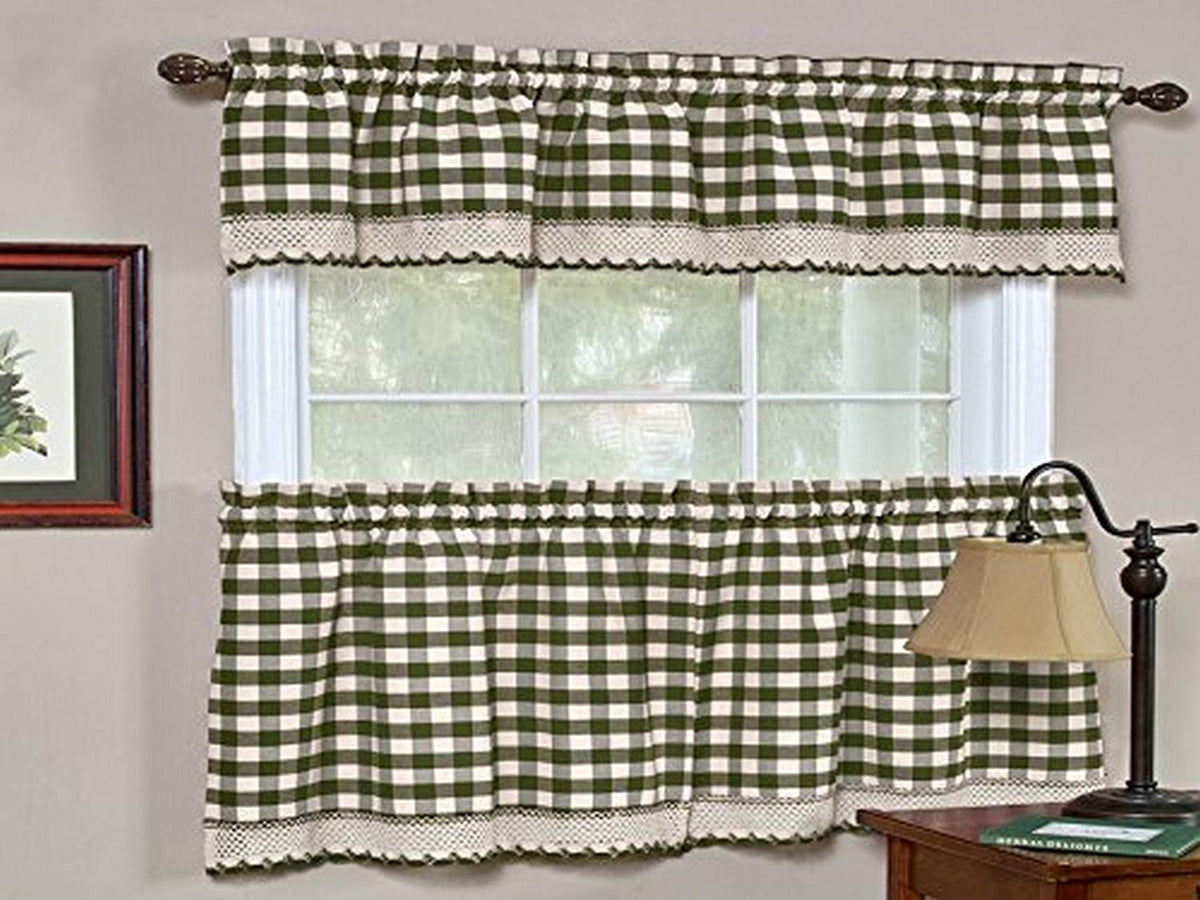 Sweet Home Collection Old World Style Floral Heavy Lace Kitchen Curtain Swag pair Hopewell Cream