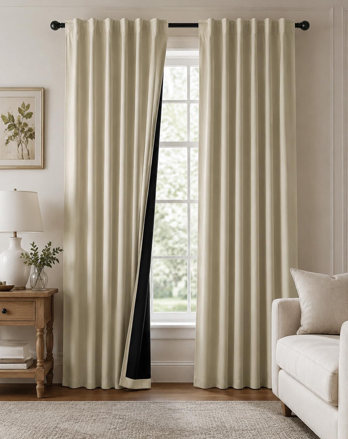 PONY DANCE Black Kitchen Blackout Curtains Over Sink, W 42 x L 45 inches