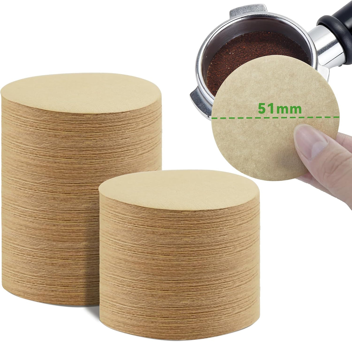 1000 Pcs 51mm Unbleached Espresso Filter for Espresso Coffee Maker