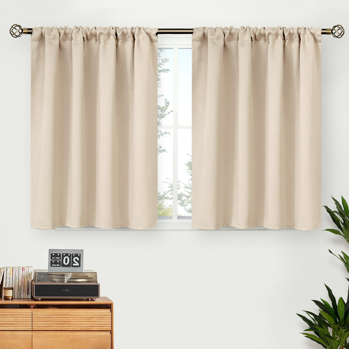 BGment Black Blackout Curtains 40 Inches Long for Kitchen Window 2 Panels