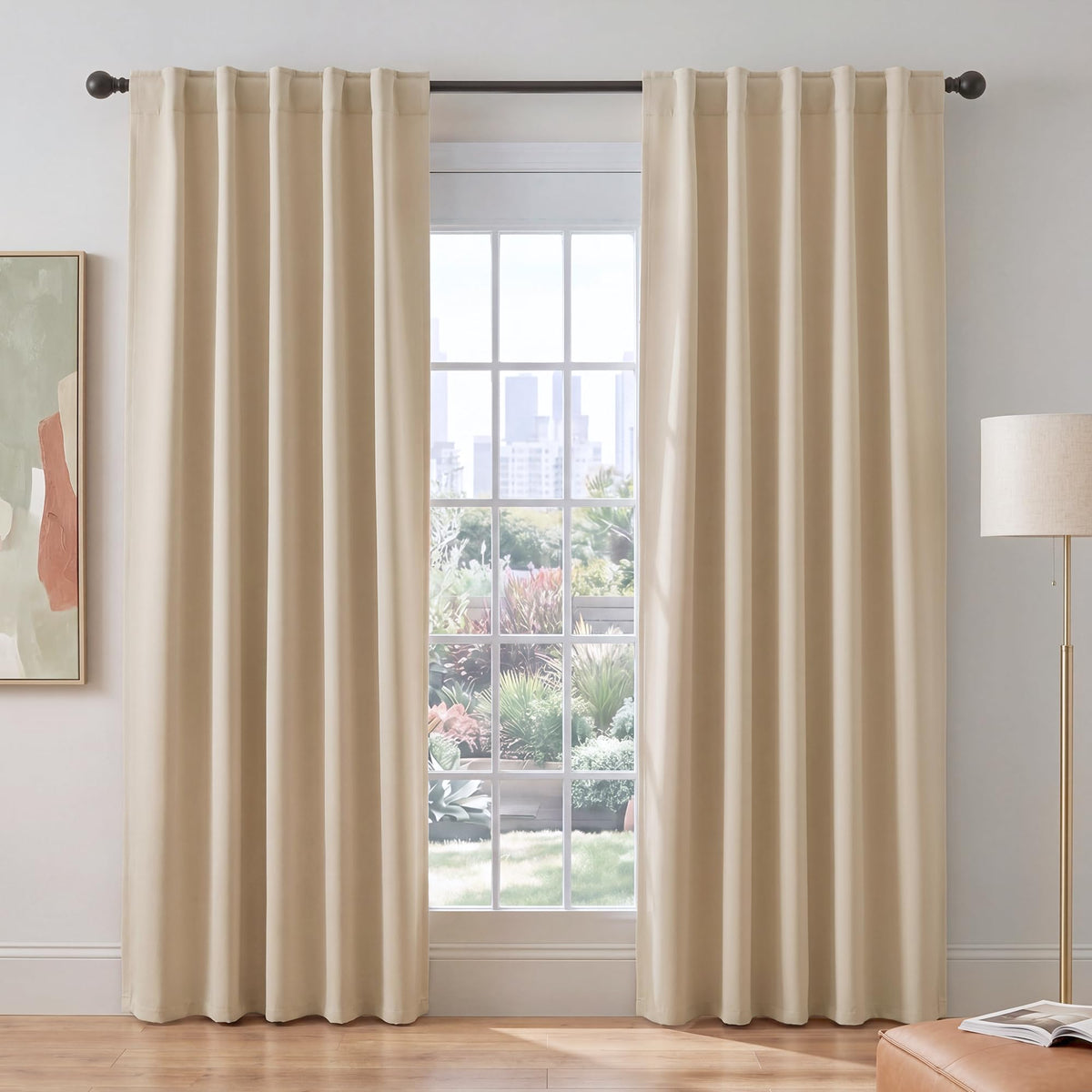 PONY DANCE Black Kitchen Blackout Curtains Over Sink, W 42 x L 45 inches