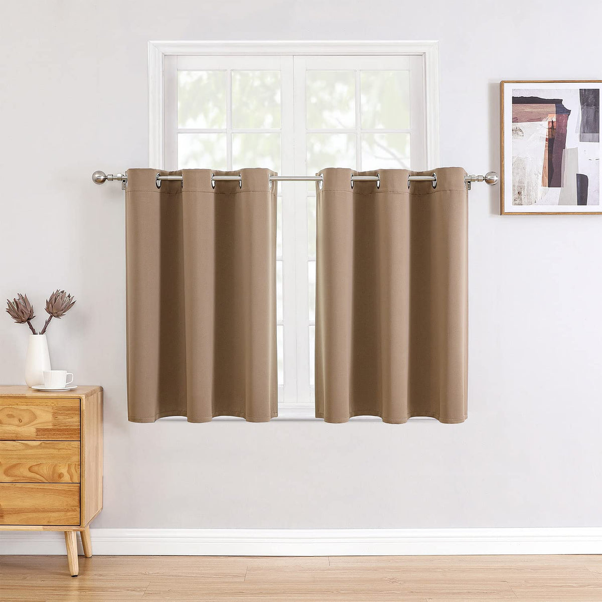 ChrisDowa Small Blackout Curtains for Kitchen & Bedroom 36 Inches Long
