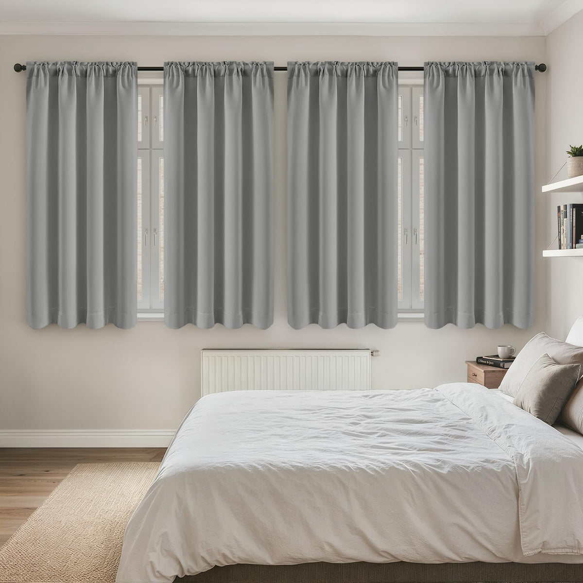 MIULEE Short 36 Inch Blackout Kitchen Window Curtain Black Set of 4 Panels