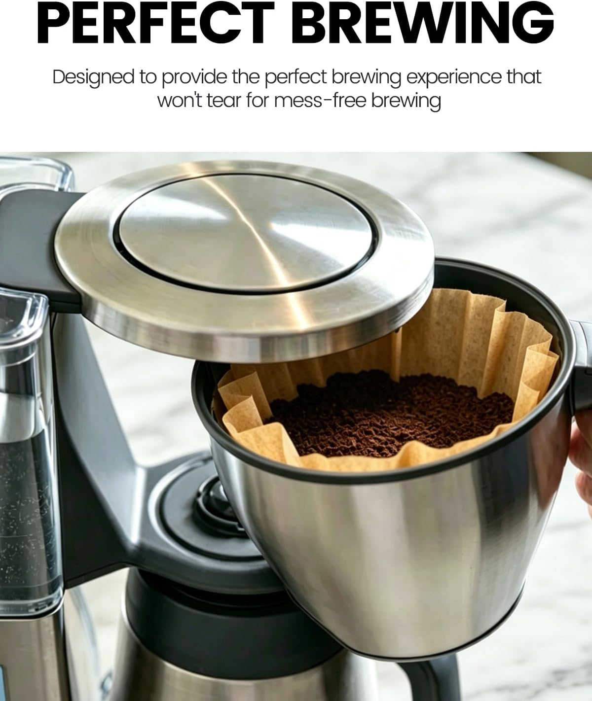 MIMORE Large Coffee Filters - 120 PCS Commercial Coffee Filters Compatible with Breville Drip Coffee Maker 12 Cup - Unbleached Tear-Resistant Basket Disposable Paper Filter