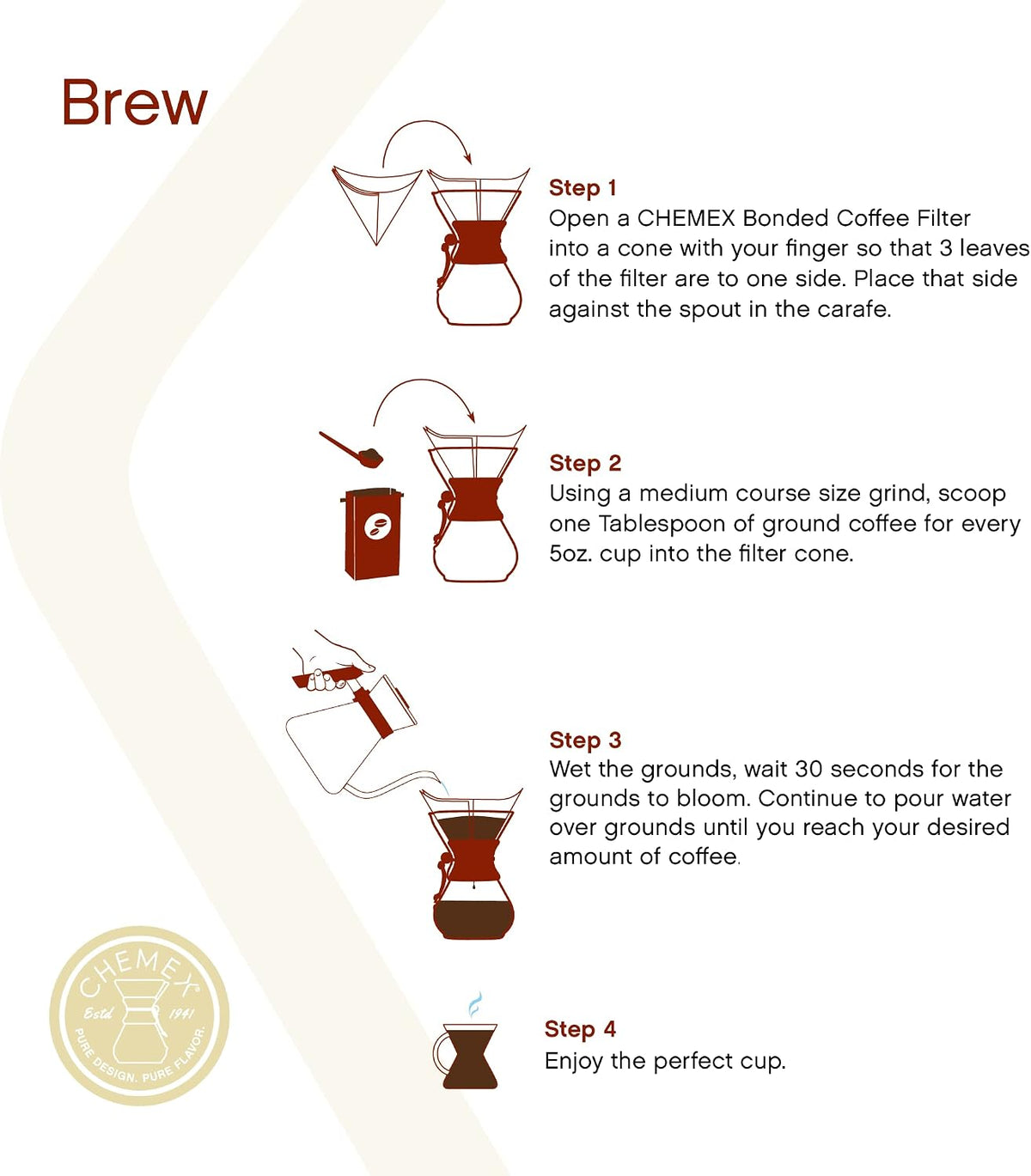 Chemex Unbleached, Pour Over FSU-100, 100ct