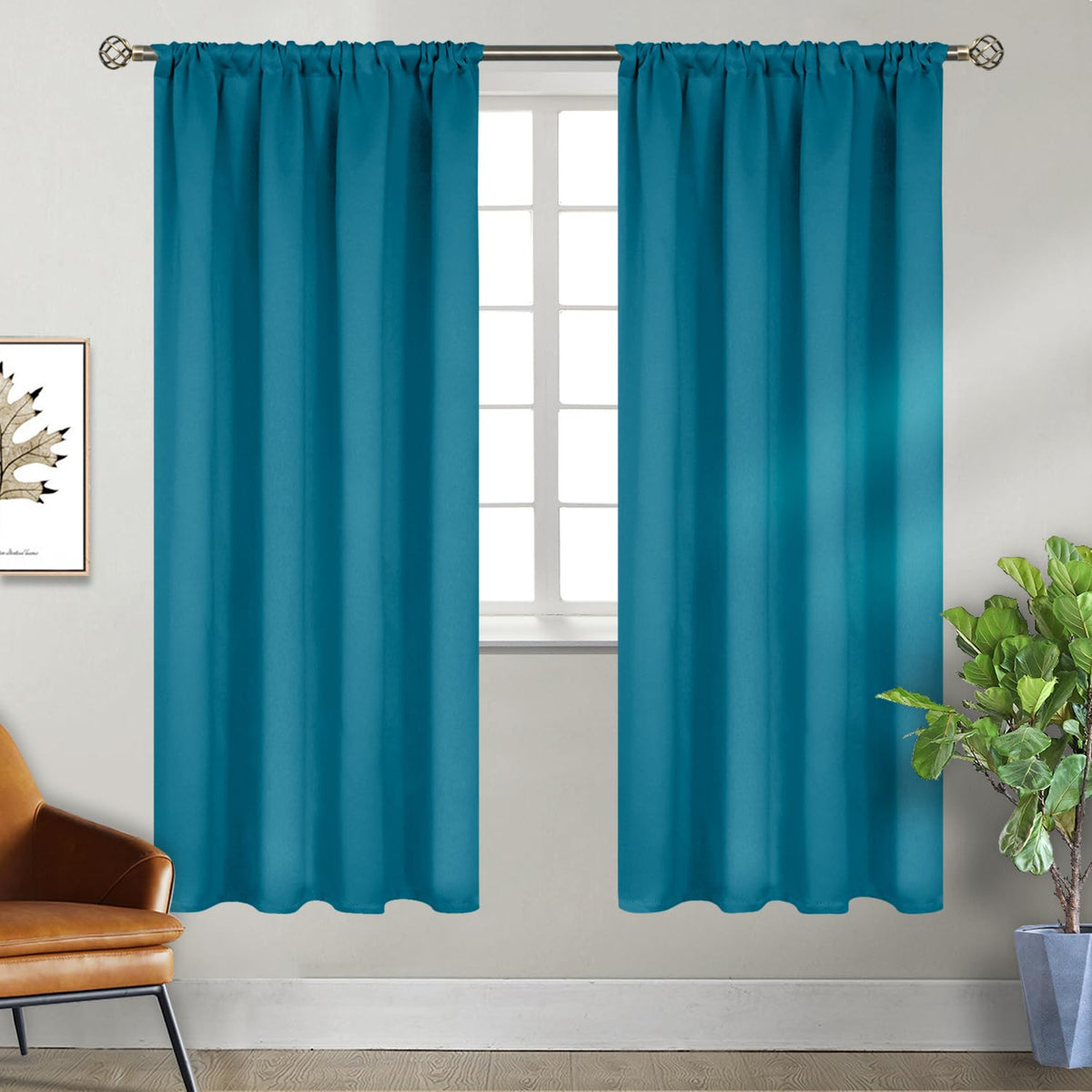 BGment Black Blackout Curtains 40 Inches Long for Kitchen Window 2 Panels