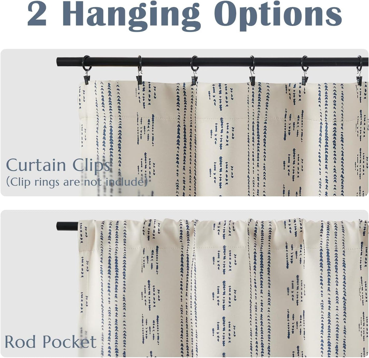 jinchan Blackout Kitchen Tier Curtains 36 Inch Rod Pocket Blue on Beige