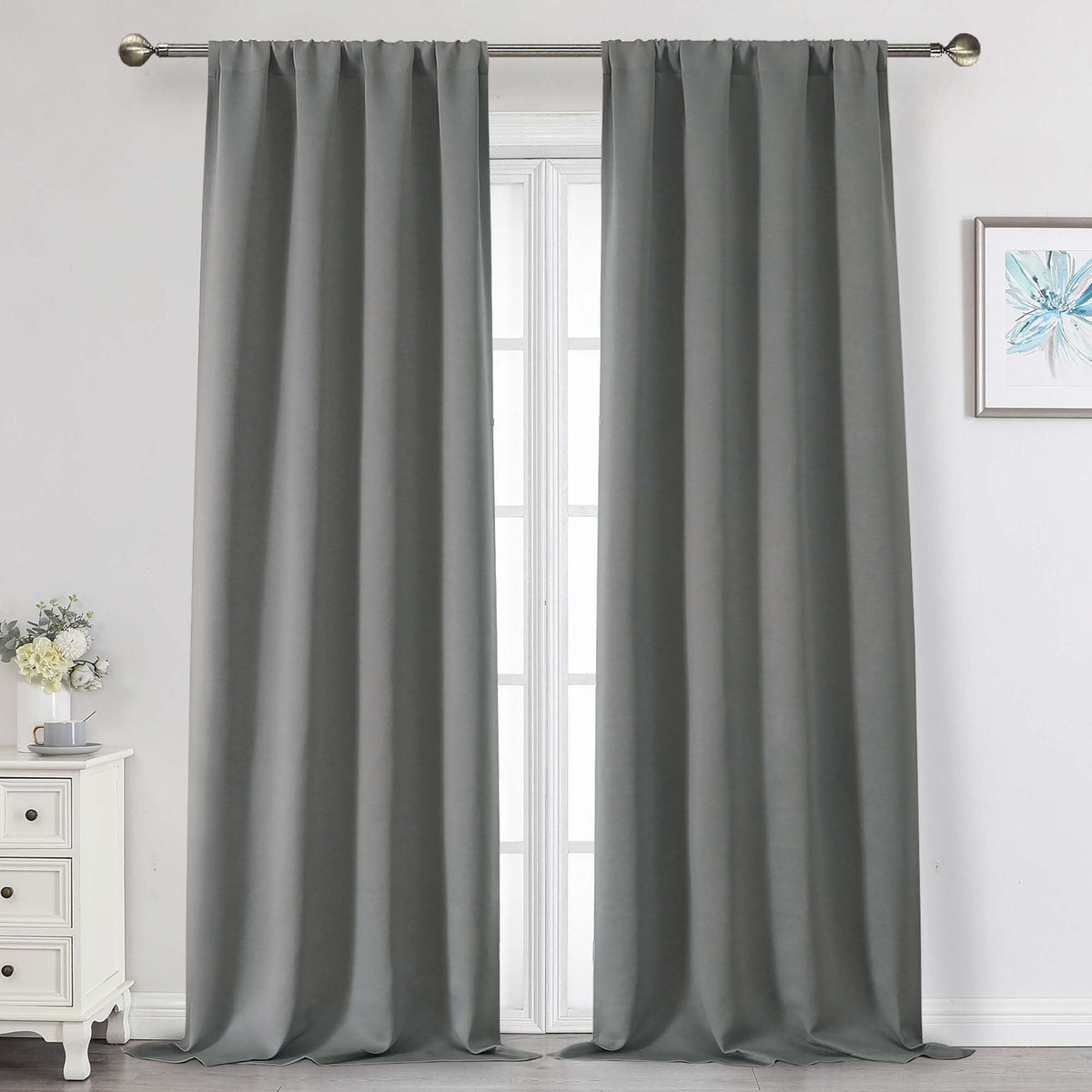 Black Cafe Blackout Curtains 36 Inch Length 2 Panels Set, Soft Solid Thermal Insulated Room Darkening Small Window Curtains for Kitchen Bathroom Basement, Black, Each, 40" Wx36 L