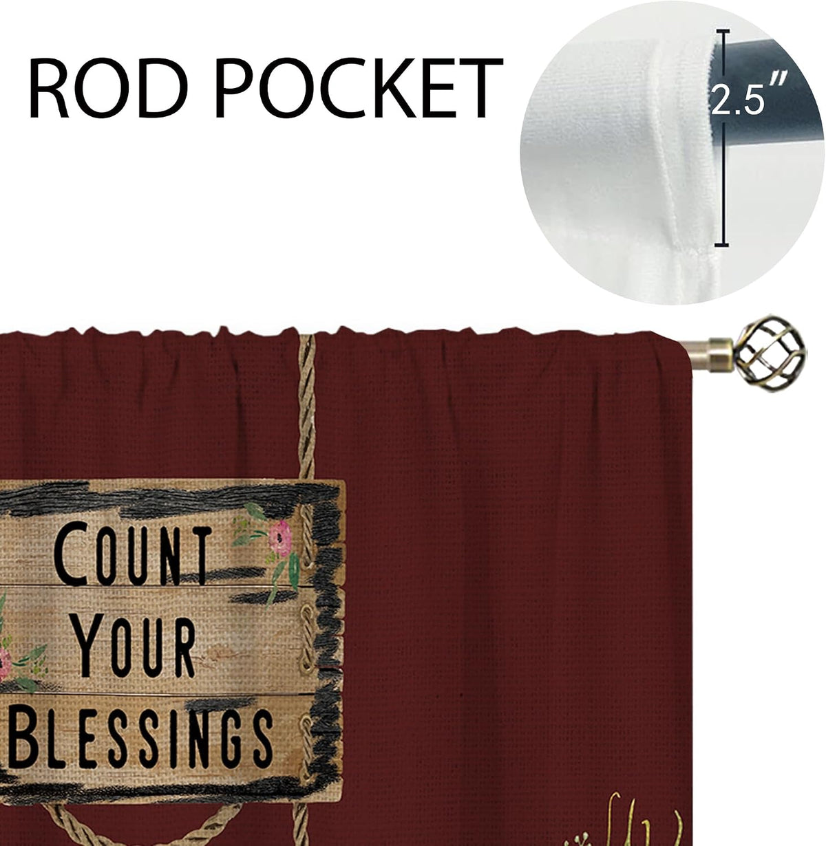 Farmhouse Rooster Kitchen Curtains Rustic Country Bathroom Curtains Window Treatment Drapes Tier Sunflower Vintage Cafe Small Bedroom Short French Door Curtains 2 Panels 27.5x39 Inch