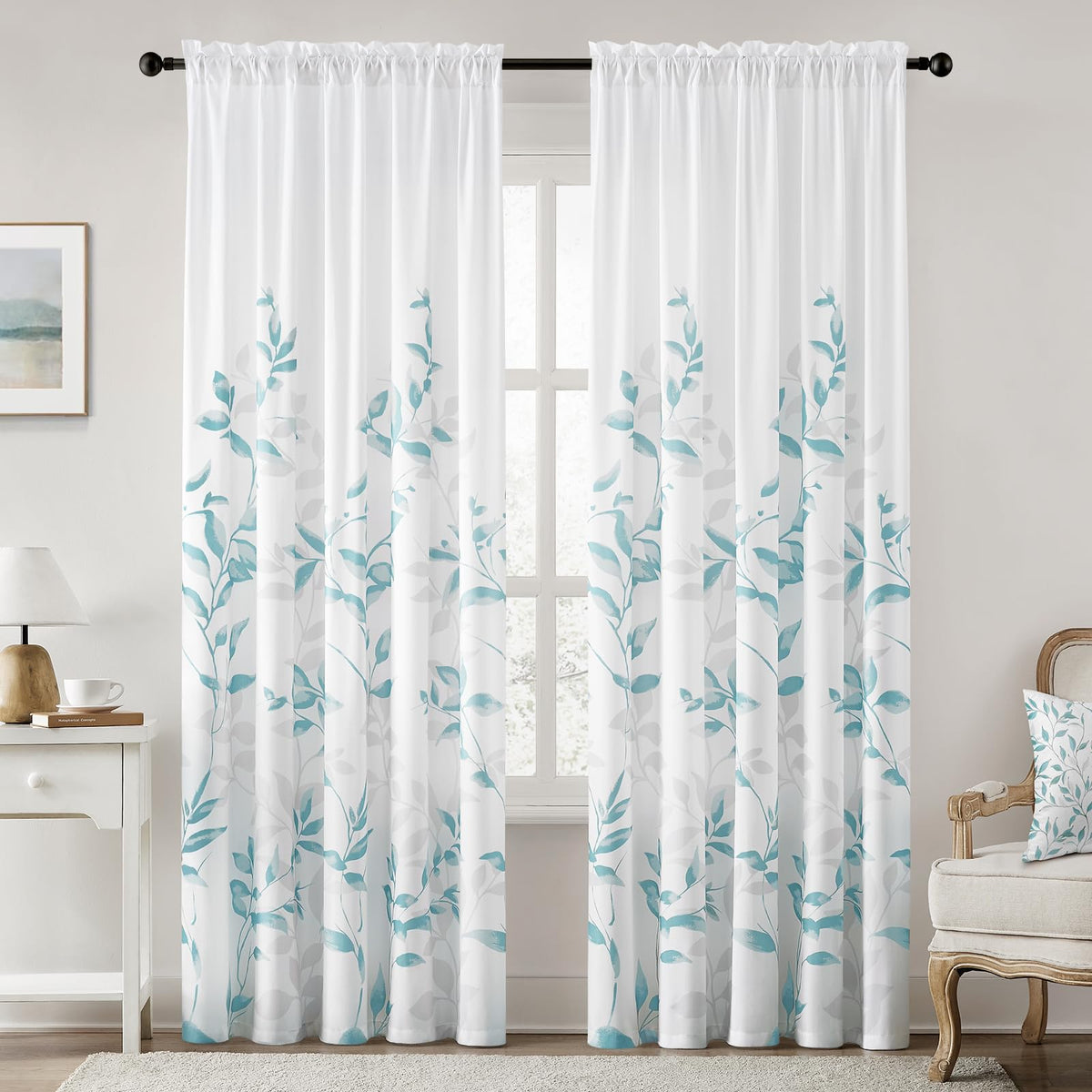 HOMEIDEAS Kitchen Curtains, Short Non-See-Through Privacy Curtains 30"X36"