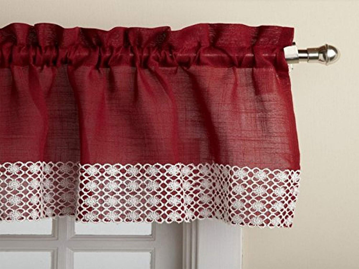 Sweet Home Collection Old World Style Floral Heavy Lace Kitchen Curtain Swag pair Hopewell Cream