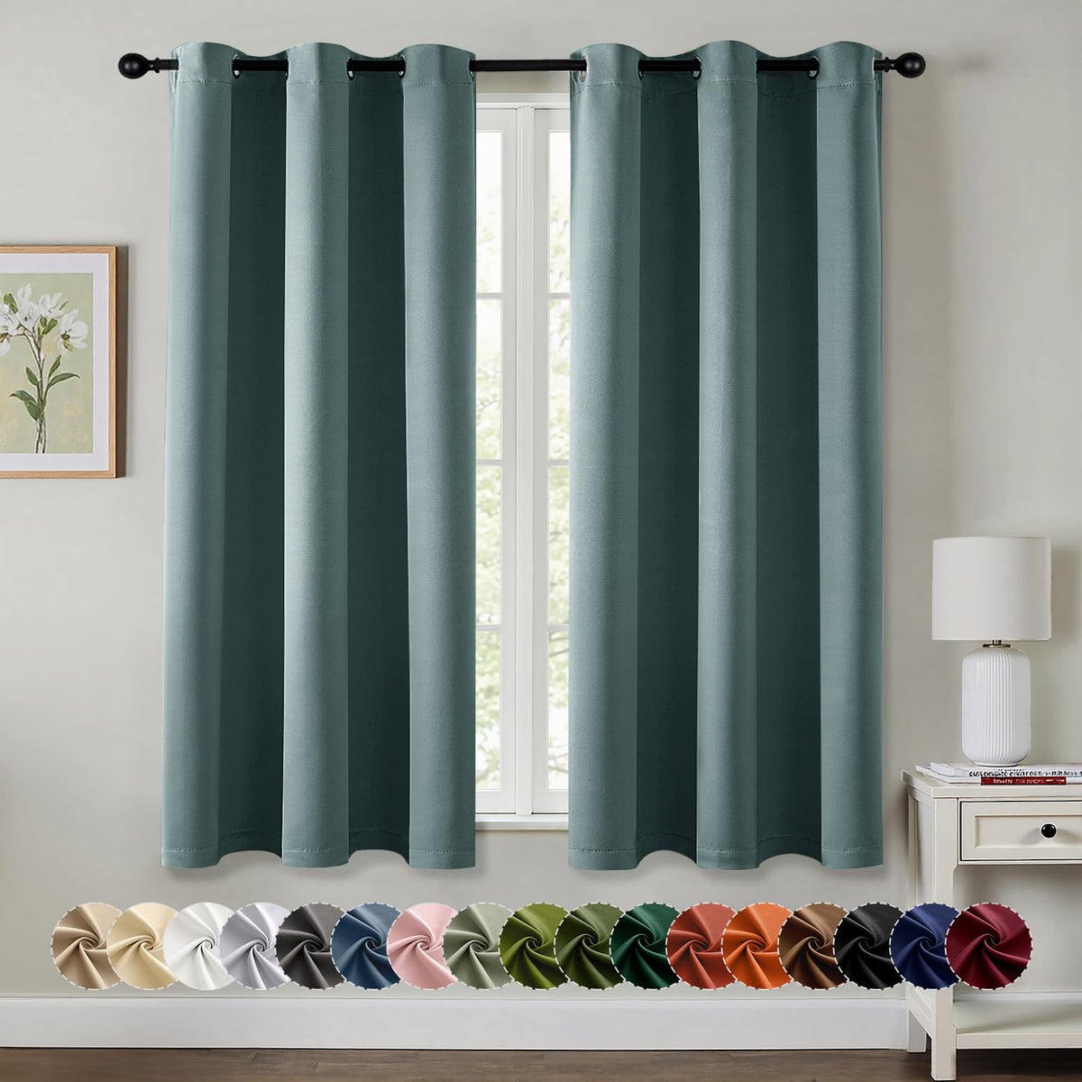 MIULEE Blackout Curtains for Bedroom 2 Panels 40 x 63 Inch Long Black