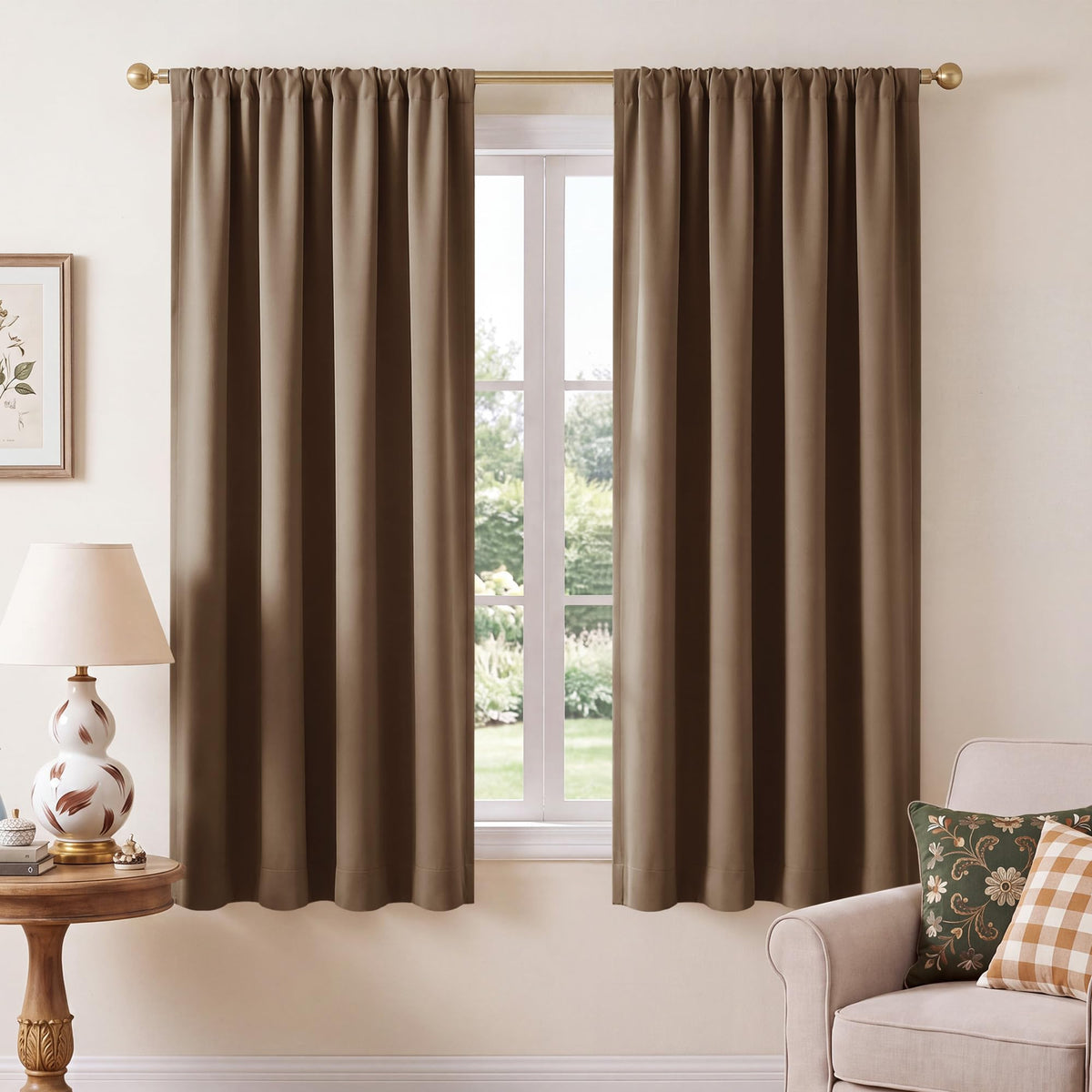 NICETOWN 100% Black Out Kitchen Curtains 36 Inch Length, W52xL36, 2 Panels