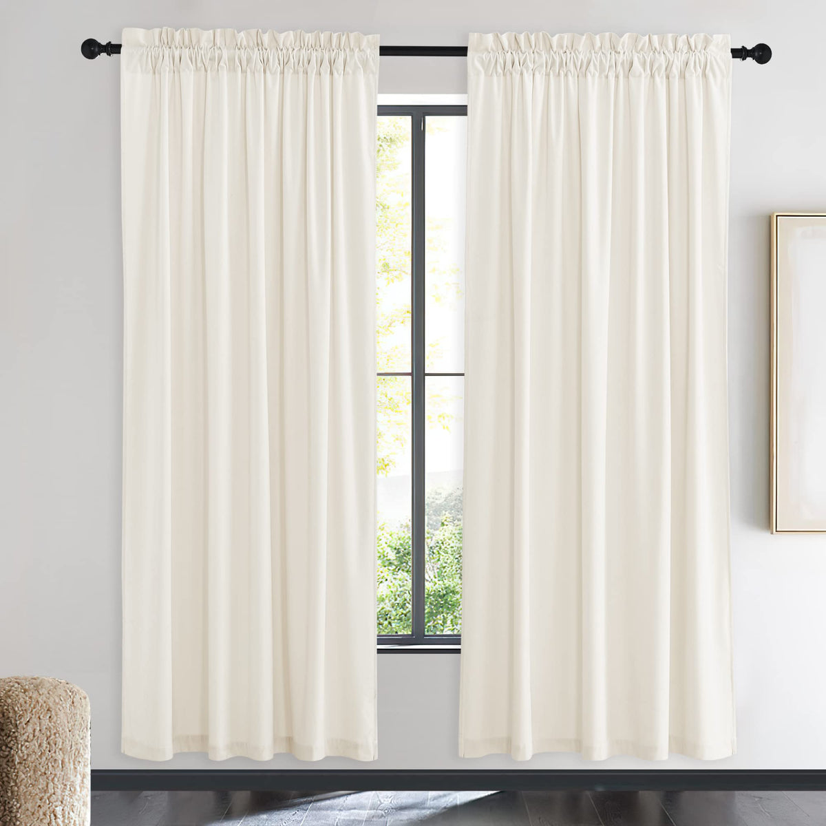 NICETOWN Black Out Velvet Curtains 63 inches Long for Kitchen