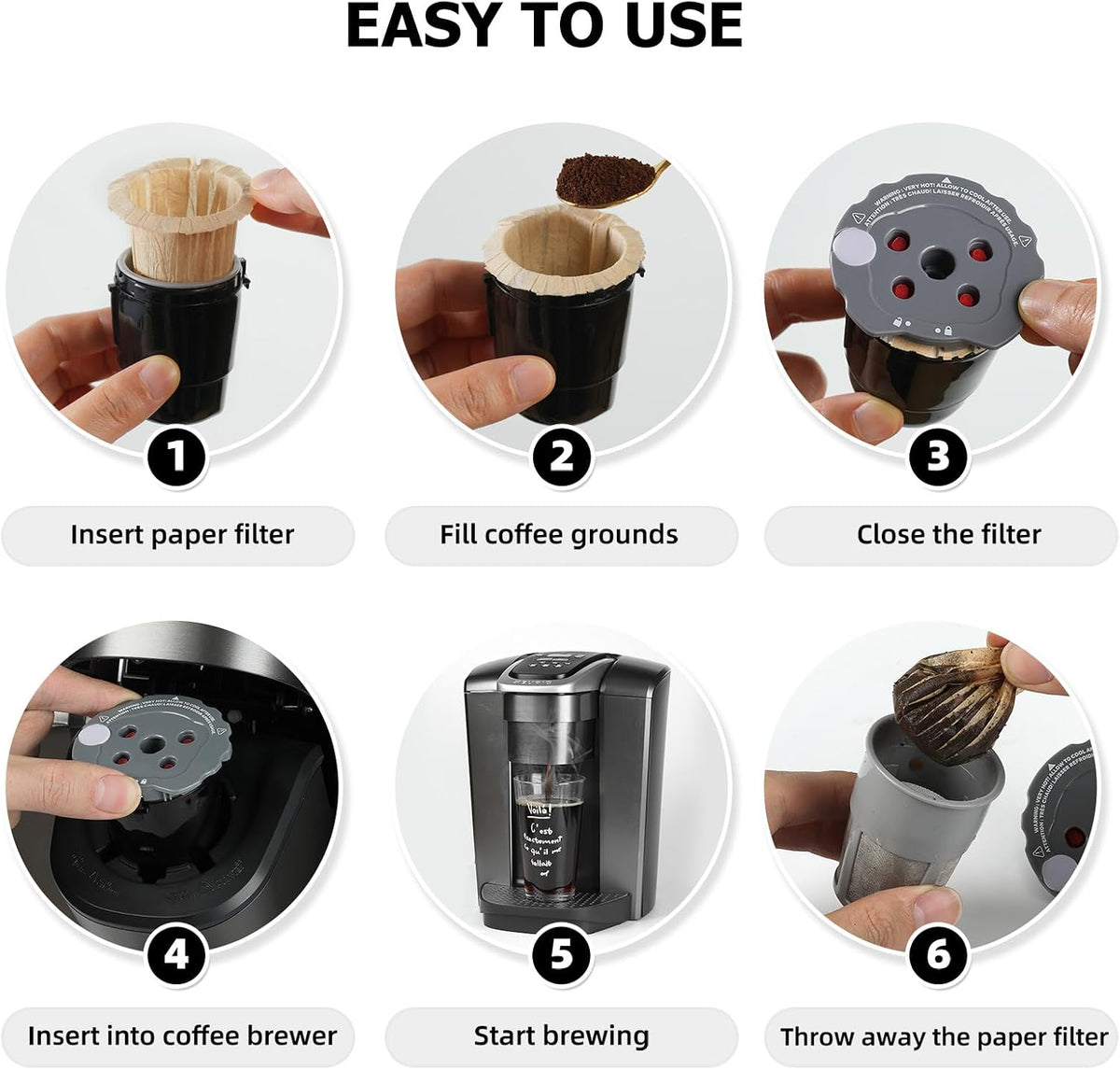Fanativita 100ct Large Disposable Coffee Filter Cups (2.1 in H), Unbleached