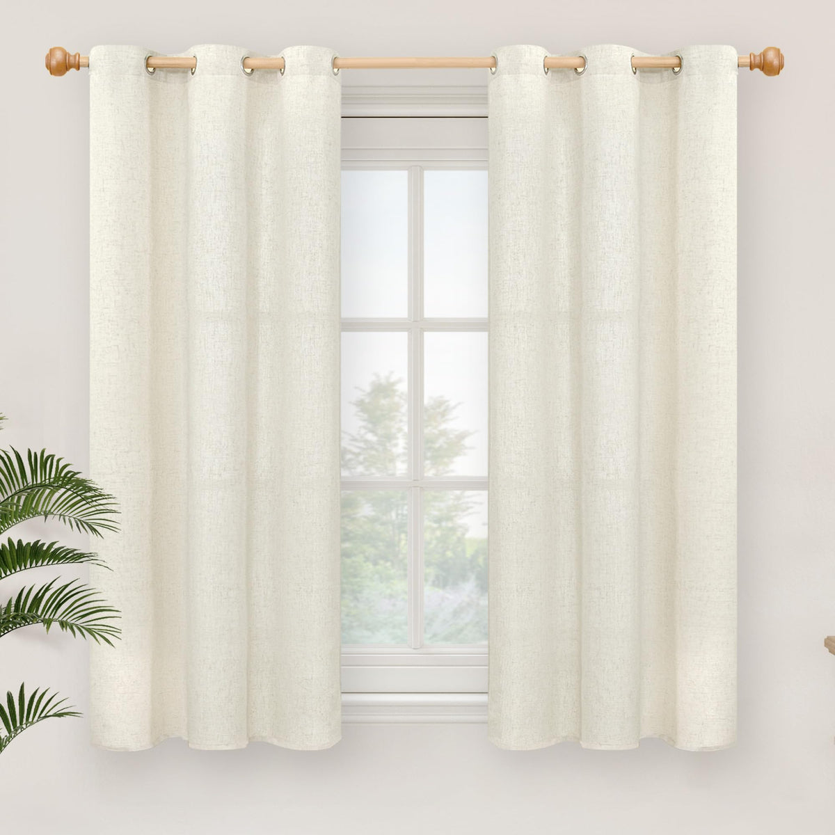 YoungsTex Linen Kitchen Window Curtains 40 Inch Length 2 Panels