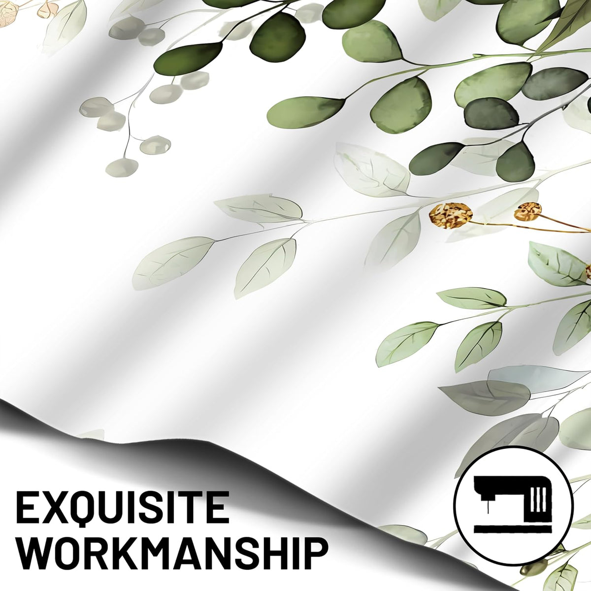 Sage Green Eucalyptus Leaves Swag Curtains 1 Pair, 28x36 in