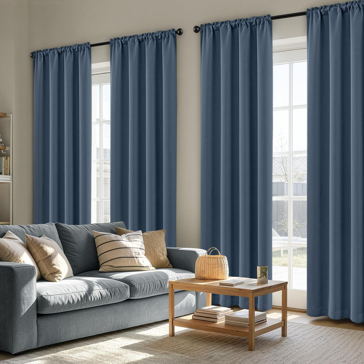MIULEE Short 36 Inch Blackout Kitchen Window Curtain Black Set of 4 Panels