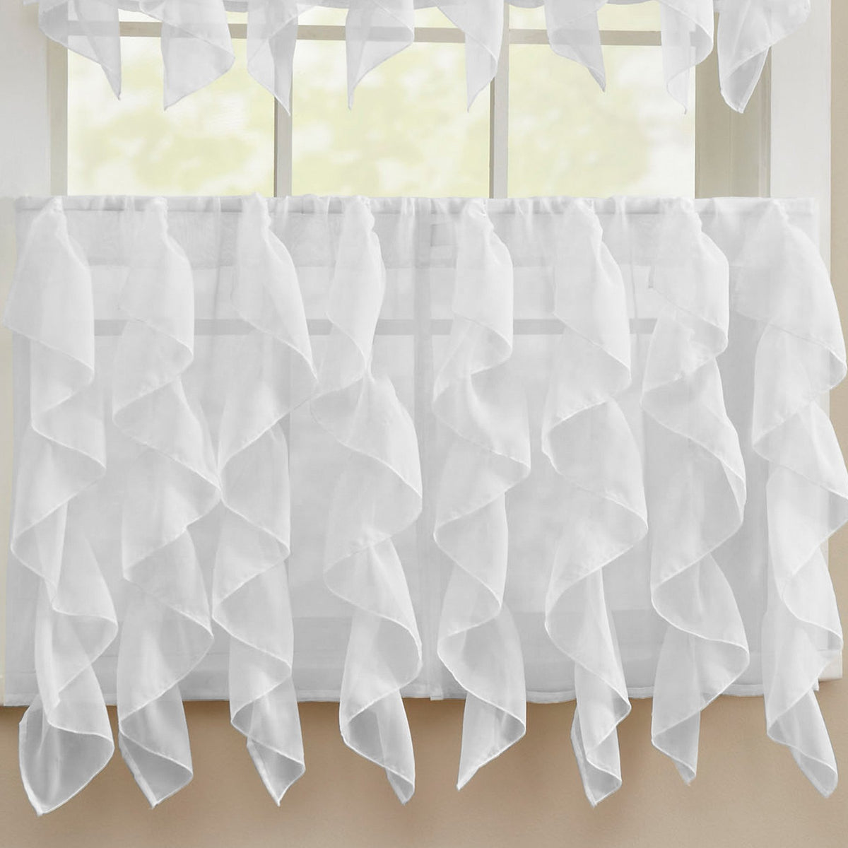 Sweet Home Collection Old World Style Floral Heavy Lace Kitchen Curtain Swag pair Hopewell Cream
