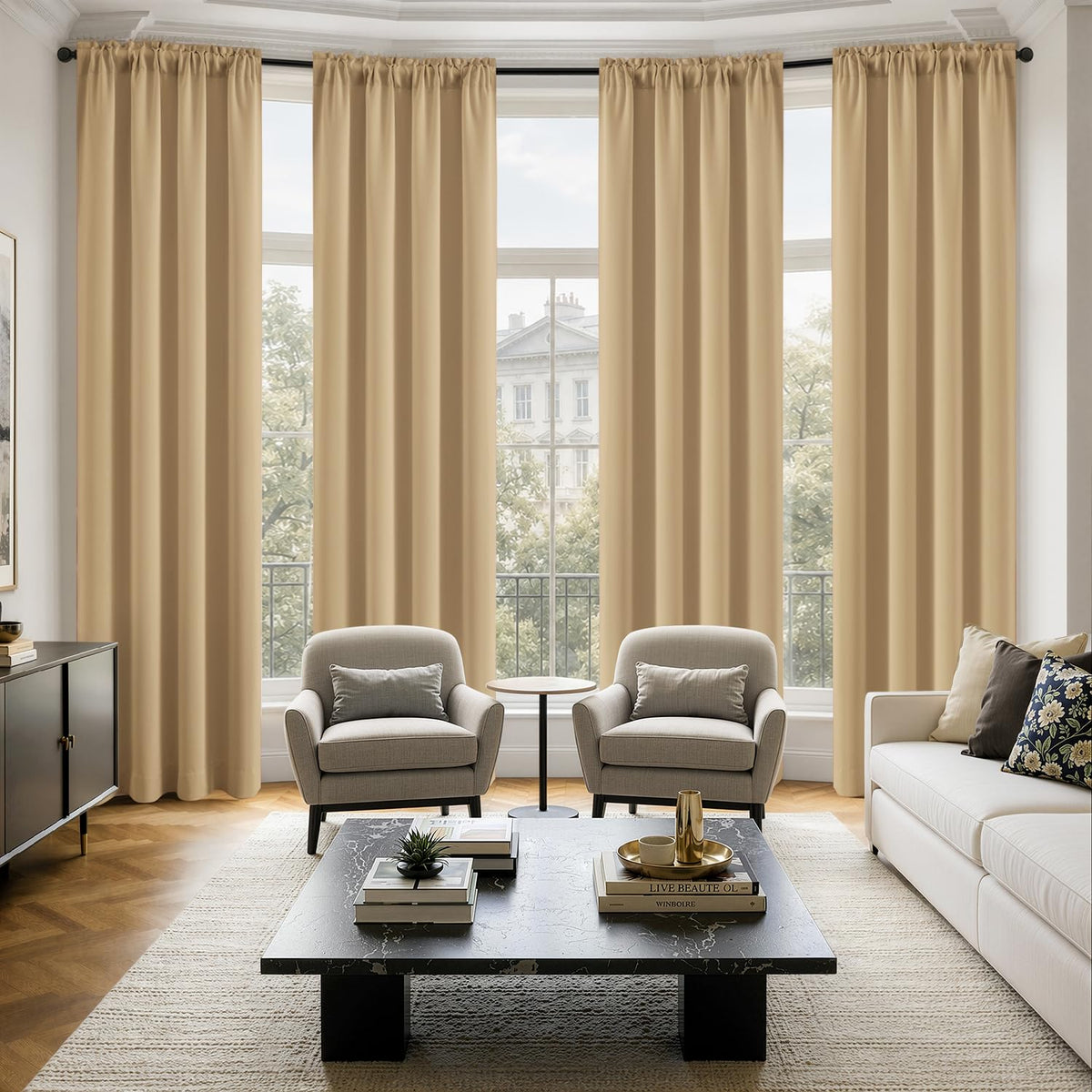 MIULEE Short 36 Inch Blackout Kitchen Window Curtain Black Set of 4 Panels