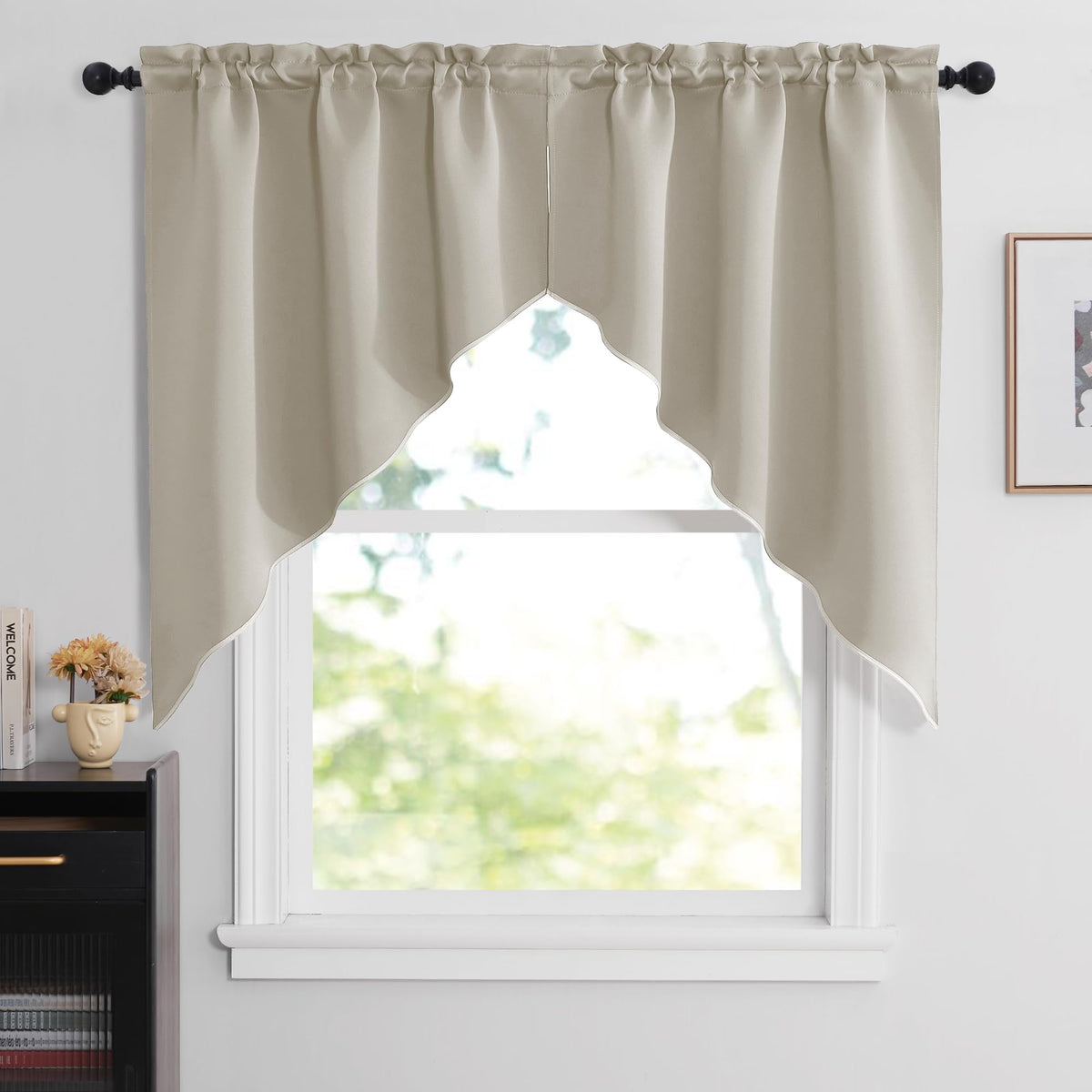 NICETOWN Burgundy Swag Curtains for Kitchen Over Sink 36 x 63 inches Long