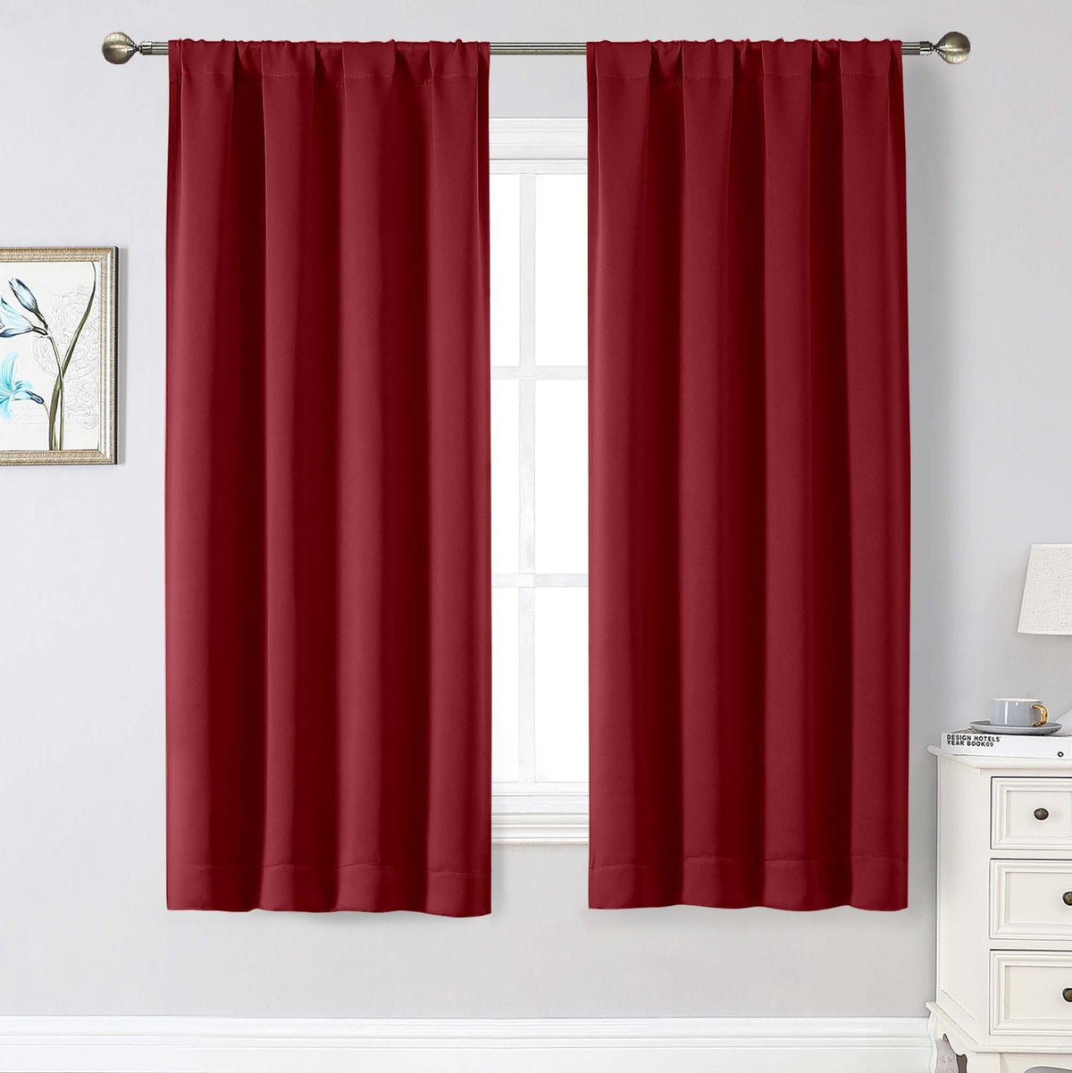 Black Cafe Blackout Curtains 36 Inch Length 2 Panels Set, Soft Solid Thermal Insulated Room Darkening Small Window Curtains for Kitchen Bathroom Basement, Black, Each, 40" Wx36 L